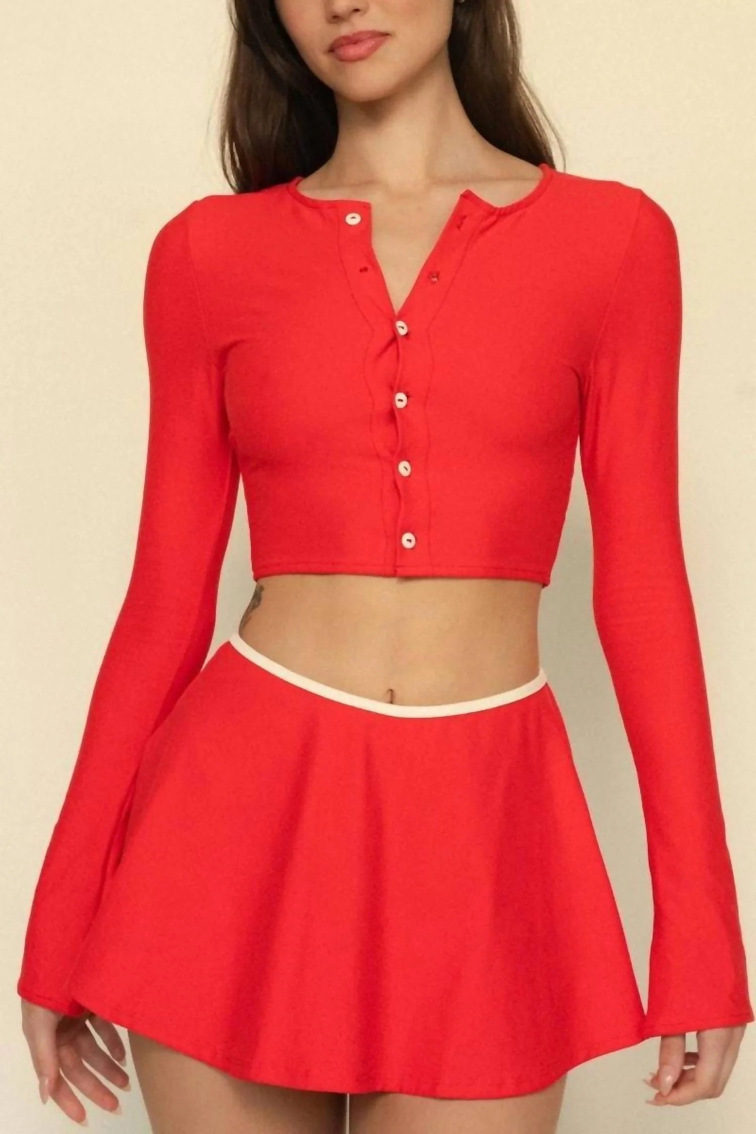Women's Pull-On Ballet Skirt In Cherry Cream Binded - Image 5