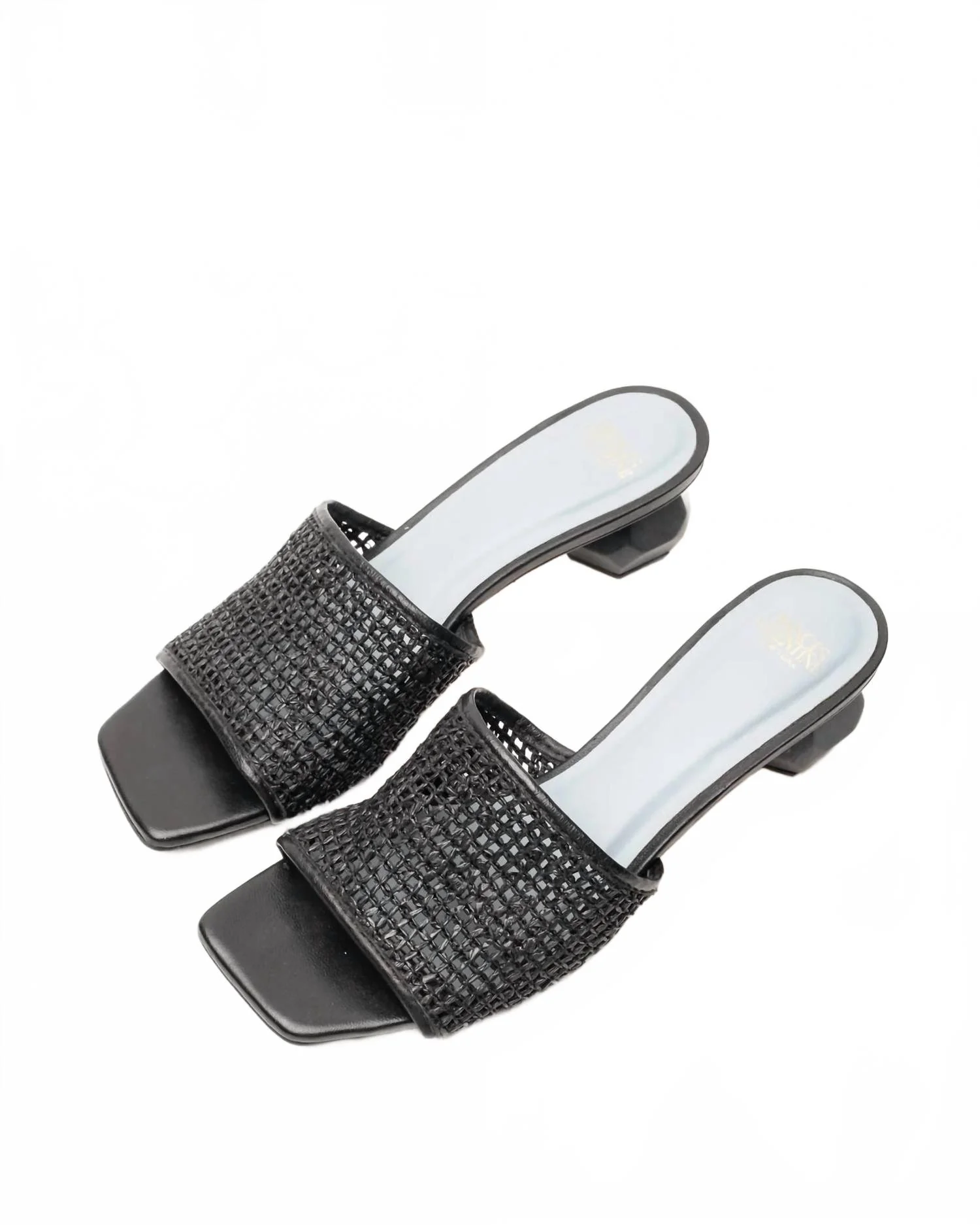 Women's Raffia Mesh Slide Heel Sandal In Black - Image 4
