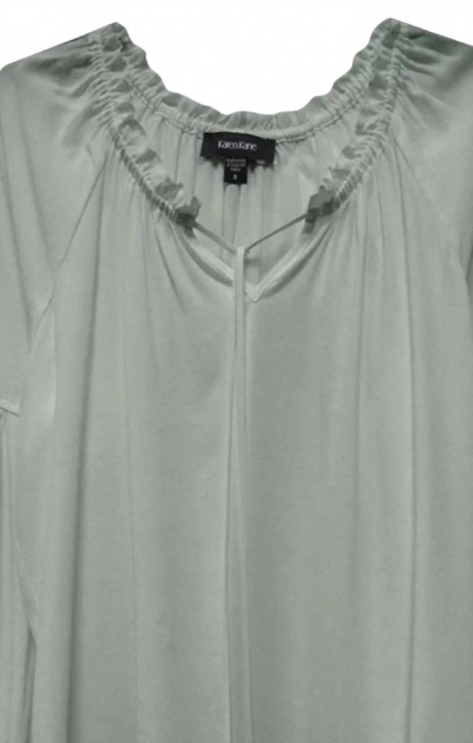 Women's Reese Long Sleeve Ruffle Blouse With Tie Front In Slate - Image 2