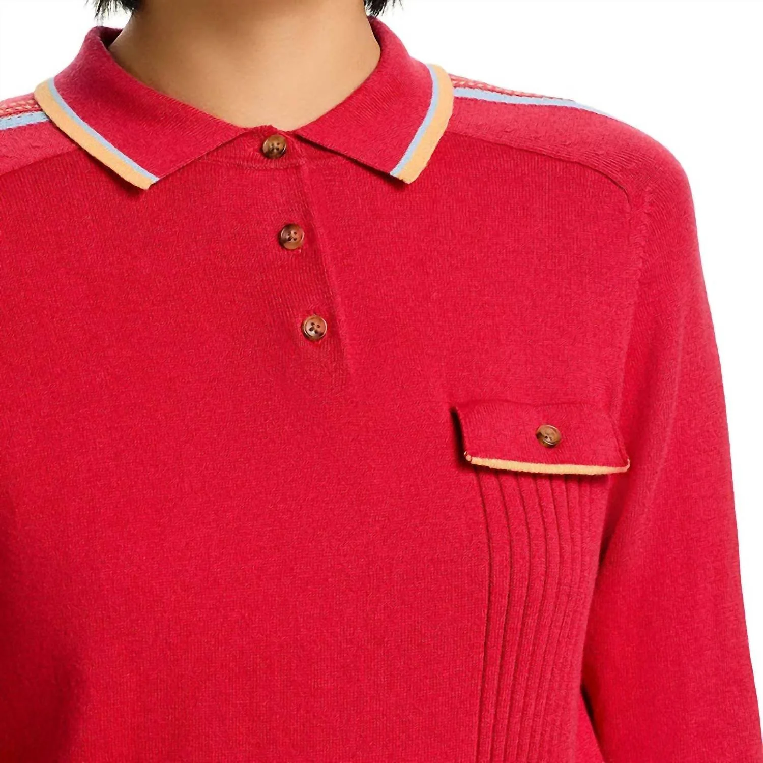 Women's Relay Polo Top In Scarlet - Image 4