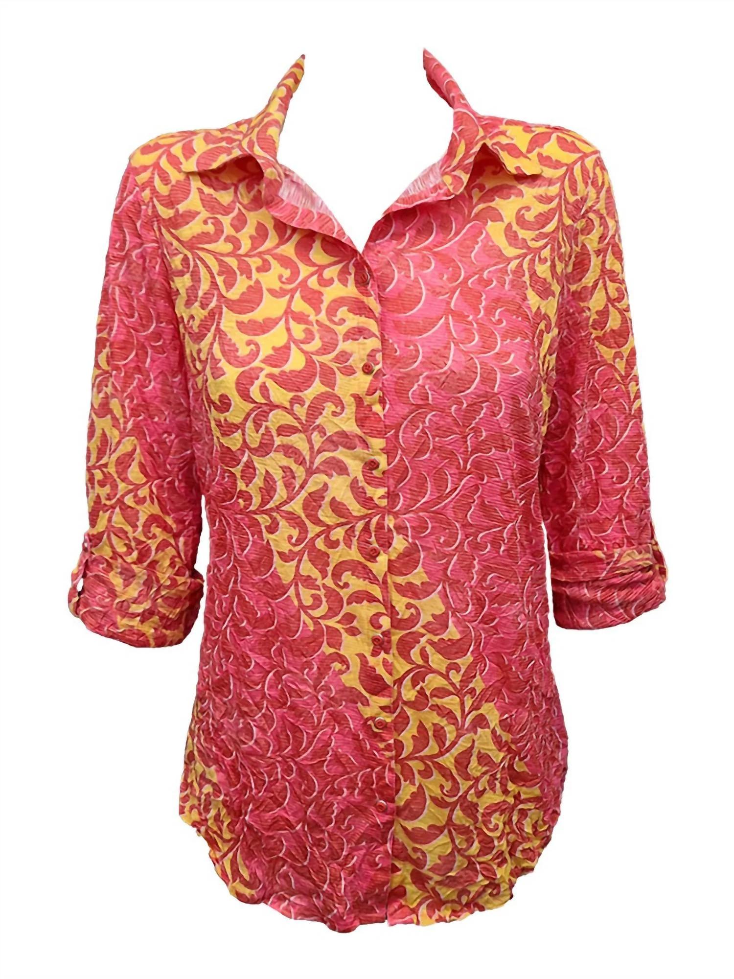 Women's Roll-Up Sleeve Shirt In Sunset - Image 2