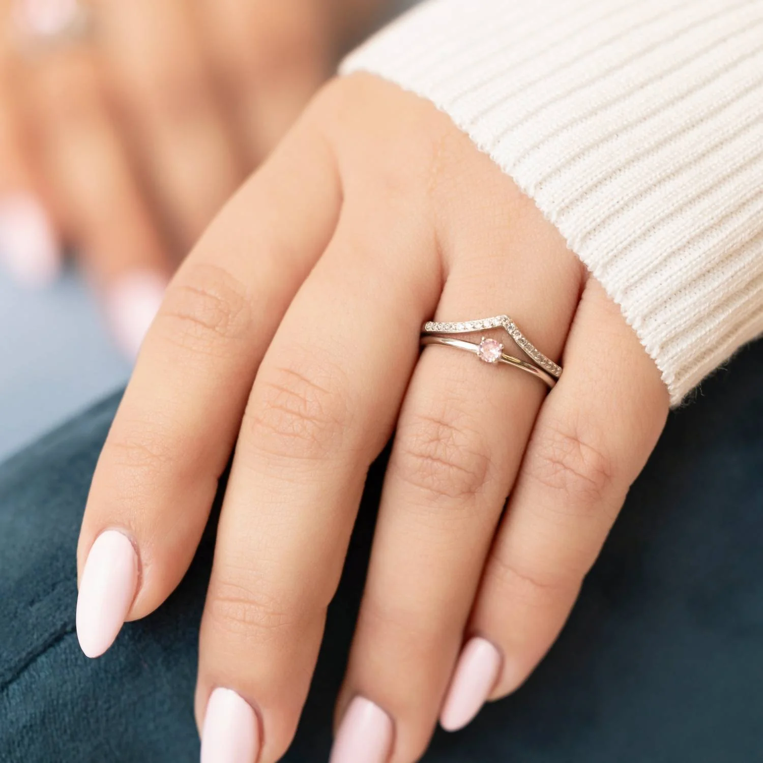 Women's Round Stackable Ring In Pink - Image 3