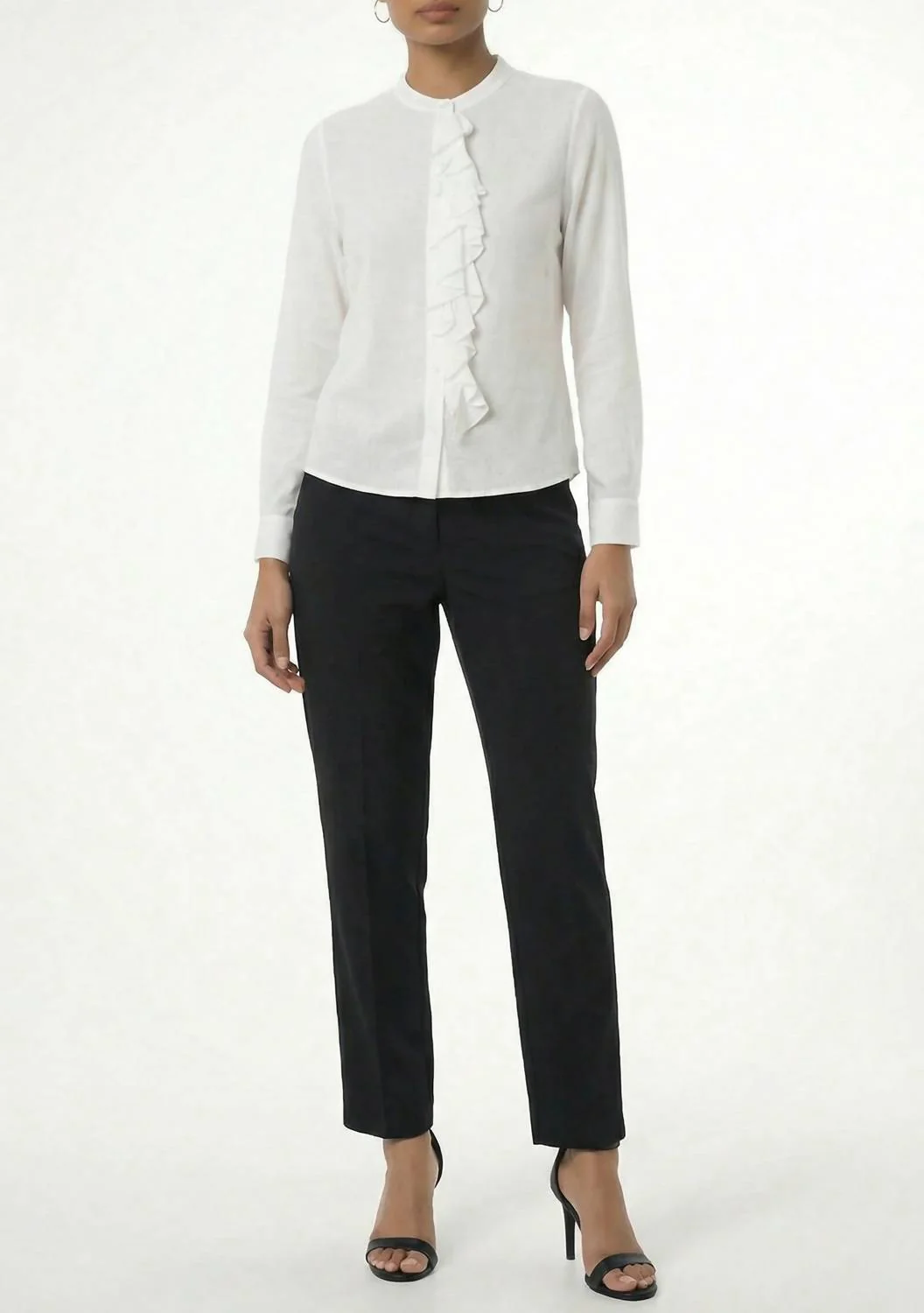 Women's Ruffle Linen Top In White - Image 5