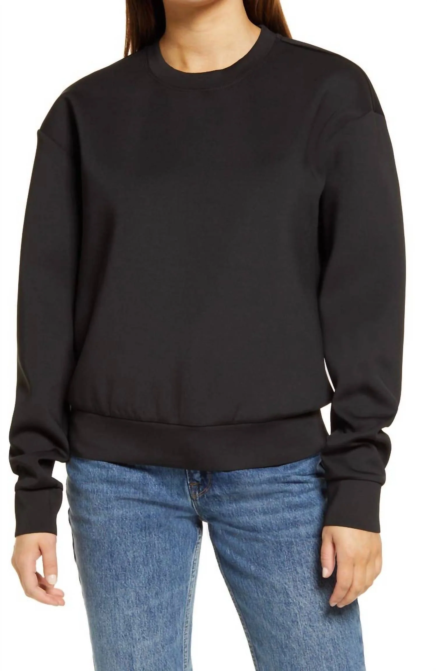 Women's Scuba Boyfriend Crewneck Sweatshirt In Black - Image 2