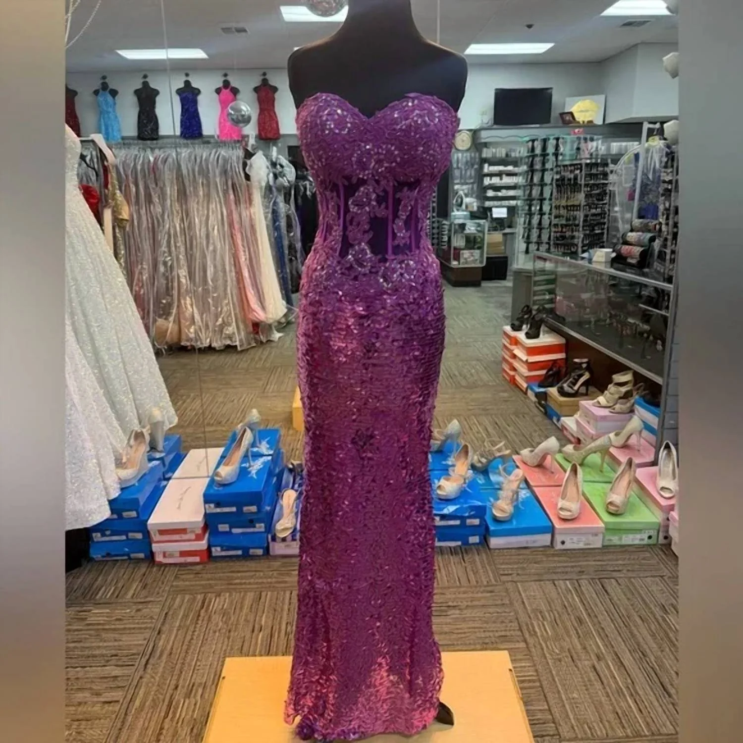 Women's Sequined Prom Dress In Purple