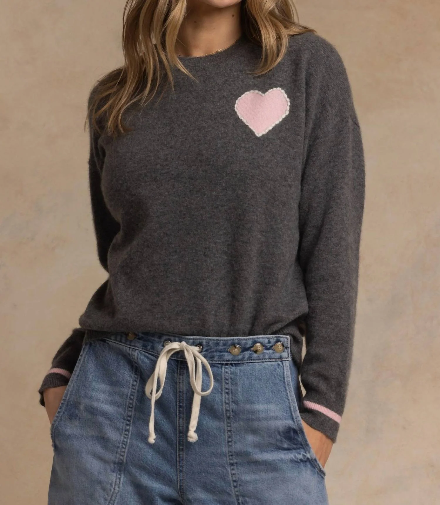 Women's Shaina Sweater In Charcoal/platicine