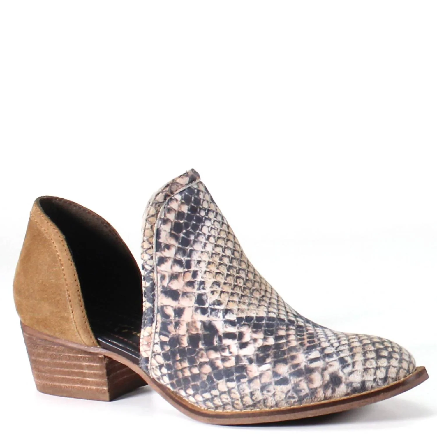 Women's Shy Town Side Cut-Out Ankle Boots In Snake & Cognac