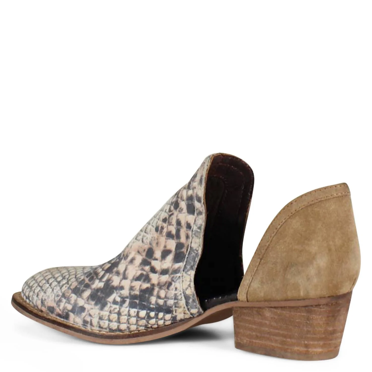 Women's Shy Town Side Cut-Out Ankle Boots In Snake & Cognac - Image 3