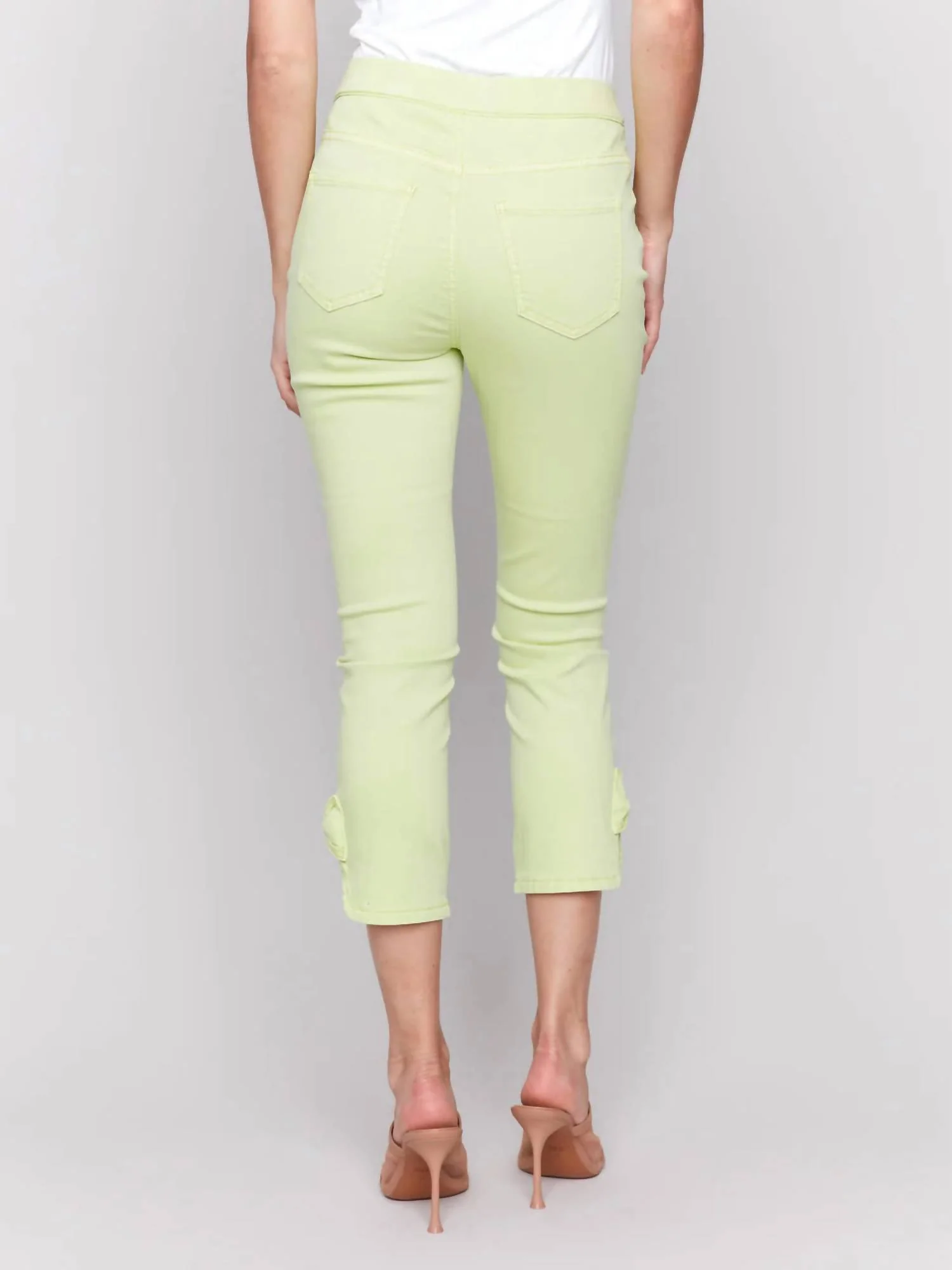 Women's Side Knot Cropped Pant In Keylime - Image 3