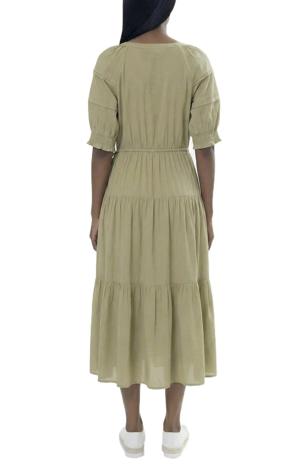 Women's Side Tie Dress In Green - Image 2