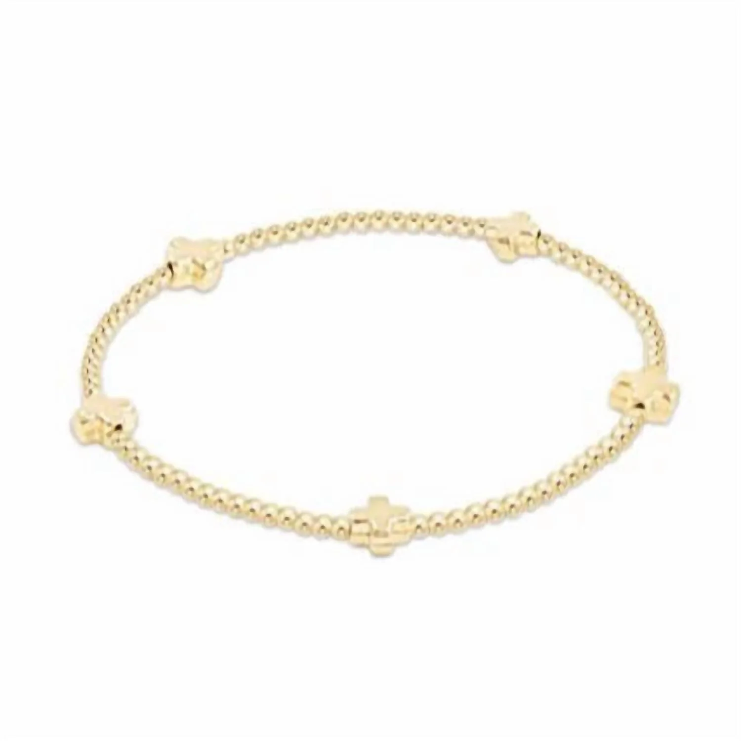 Women's Signature Cross Small Pattern Bead Bracelet In Gold