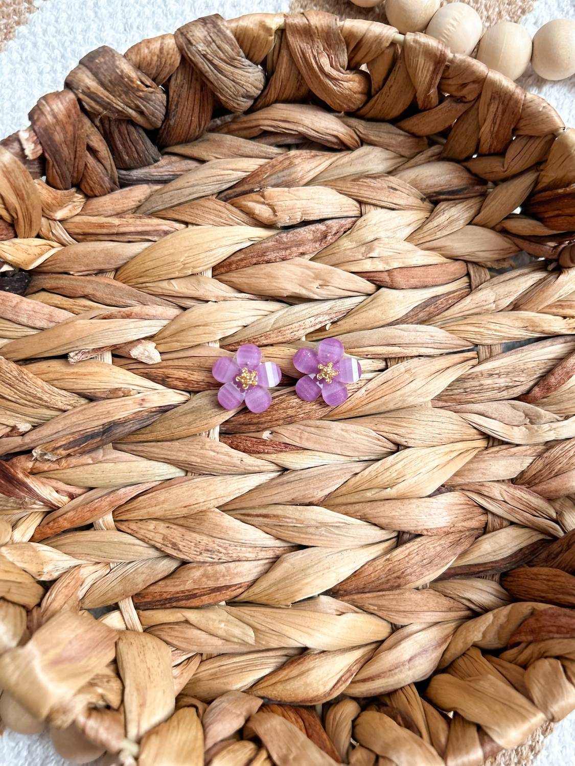 Women's Spring Pastel Flower Studs Earrings In Purple - Image 2
