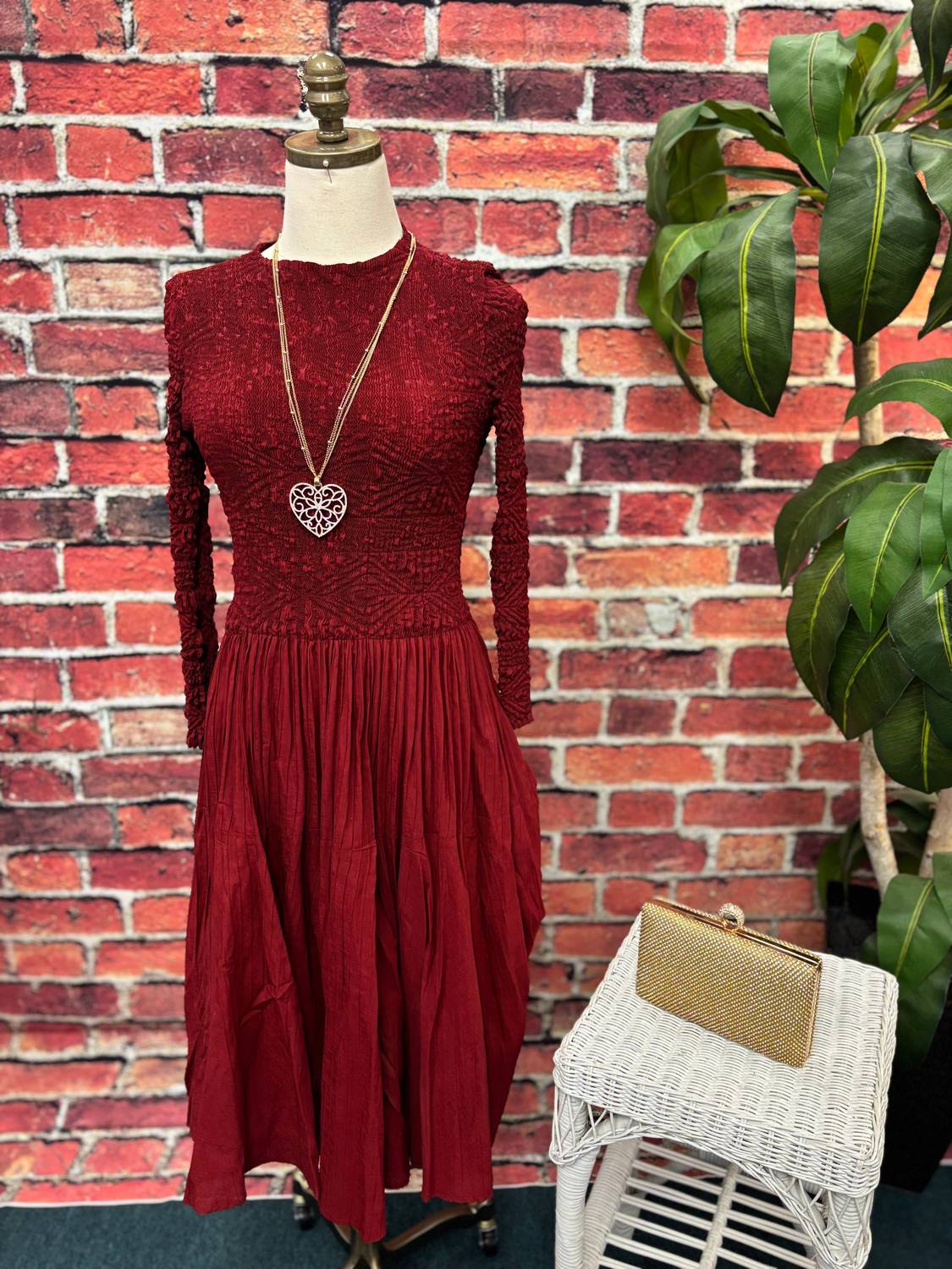 Women's Stay By Me Long Sleeve Midi Dress In Wine - Image 4