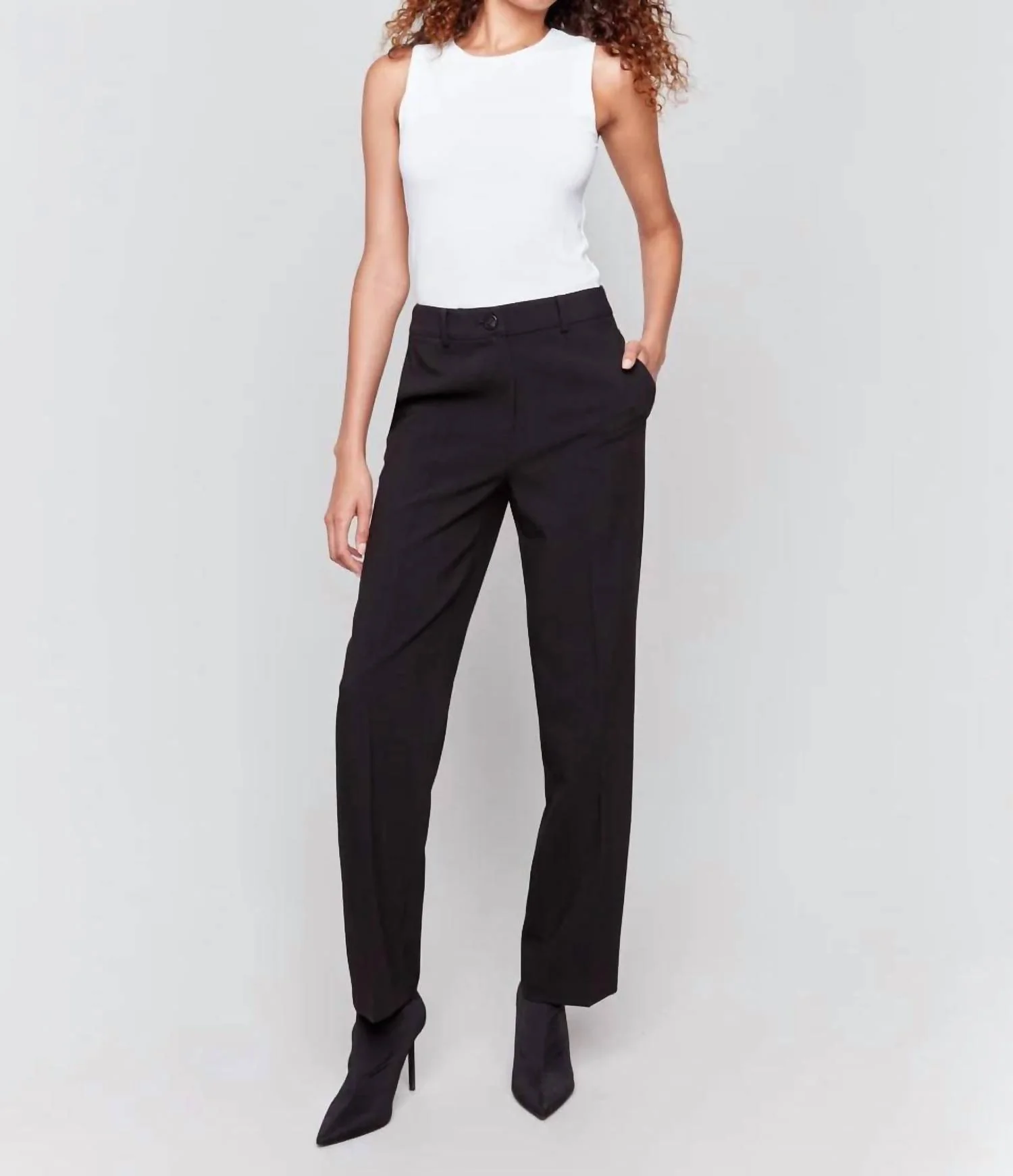 Women's Straight Leg Pants In Noir/black 001 - Image 2
