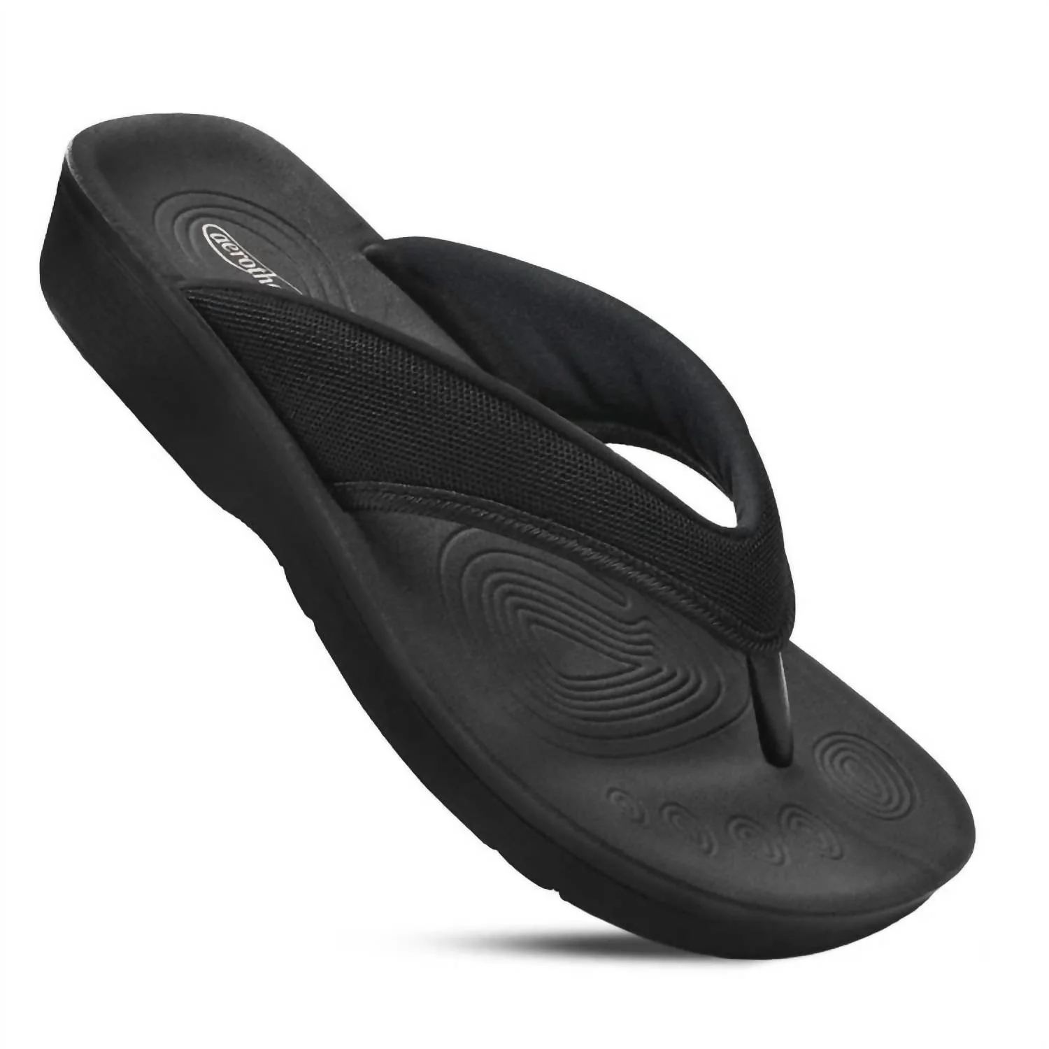 Women's Strait Arch Support Flip Flops In Black