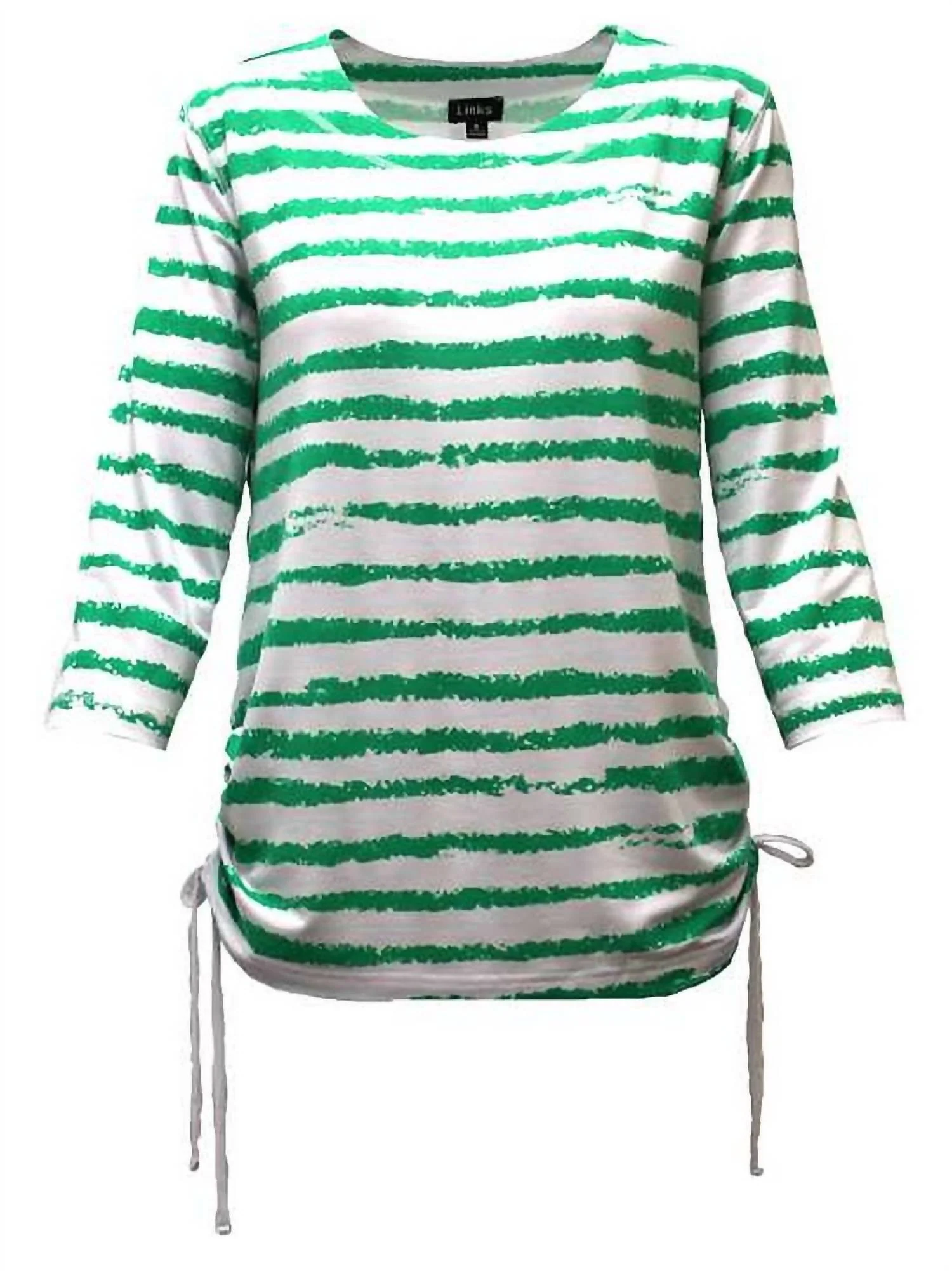 Women's Striped Drawstring Top In Green - Image 4