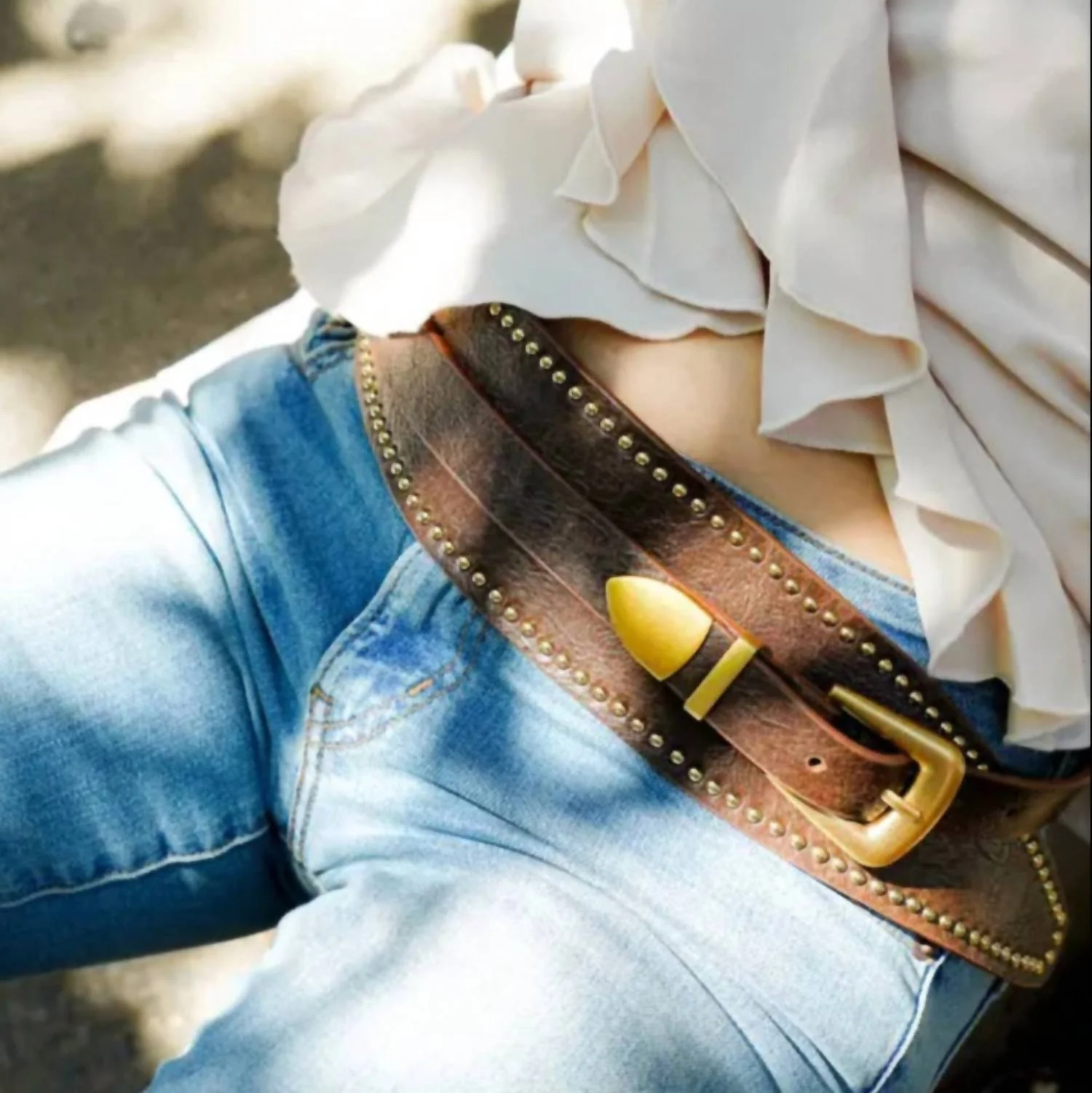 Women's Studded Garde Western Belt In Java - Image 2
