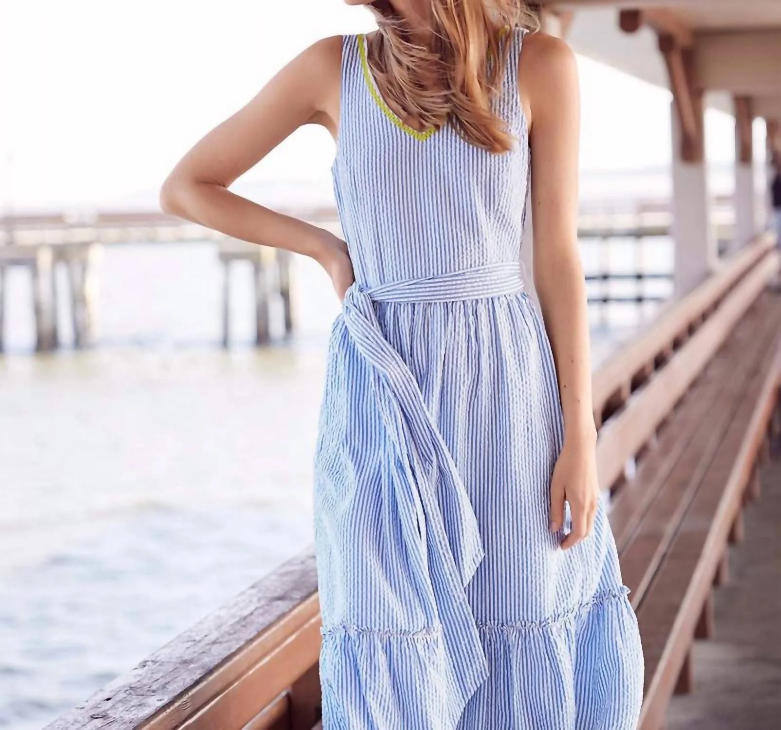 Women's Sydney Midi Dress In Seersucker - Image 2