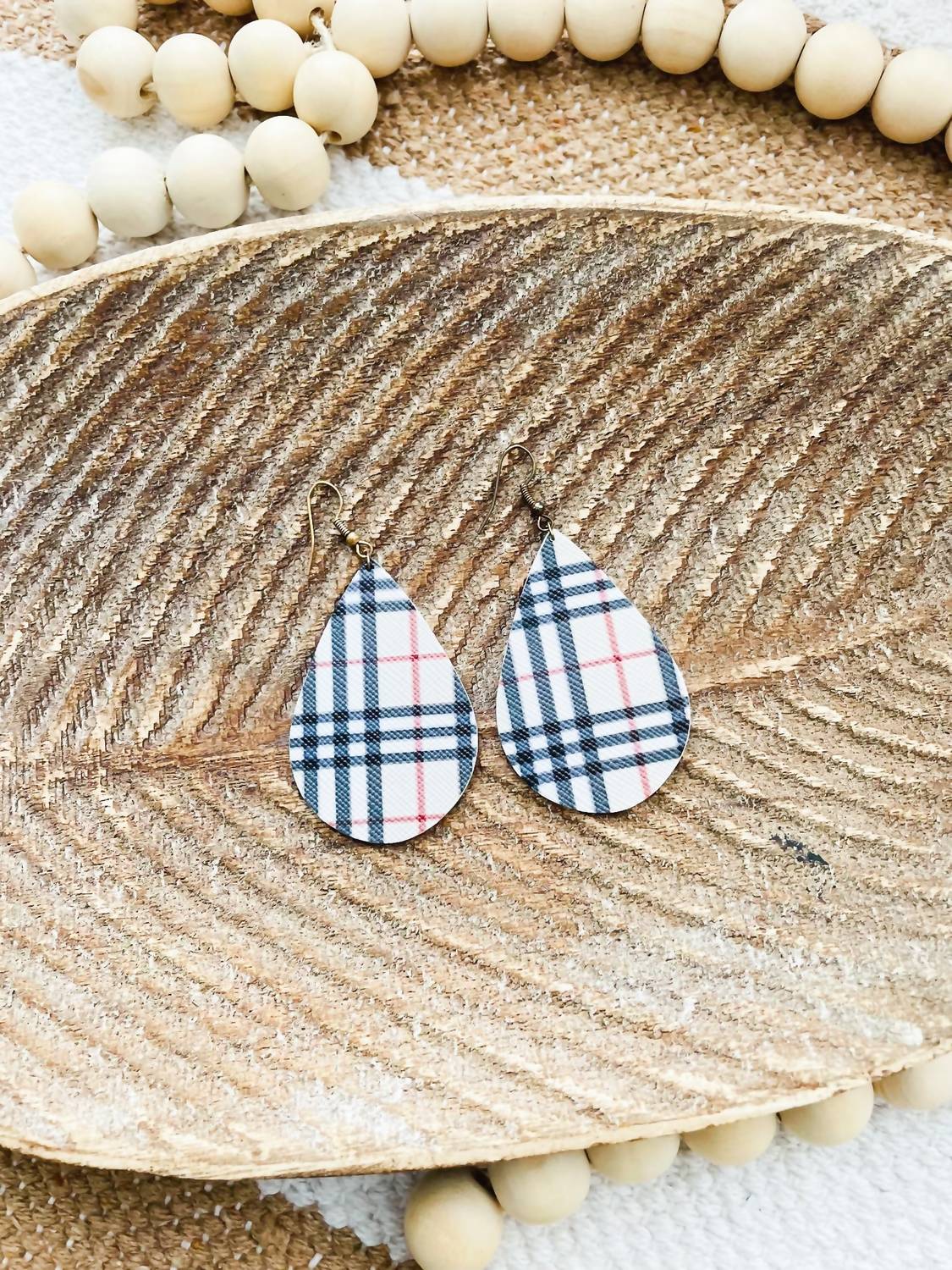 Women's Teardrop Earrings In Plaid - Image 3