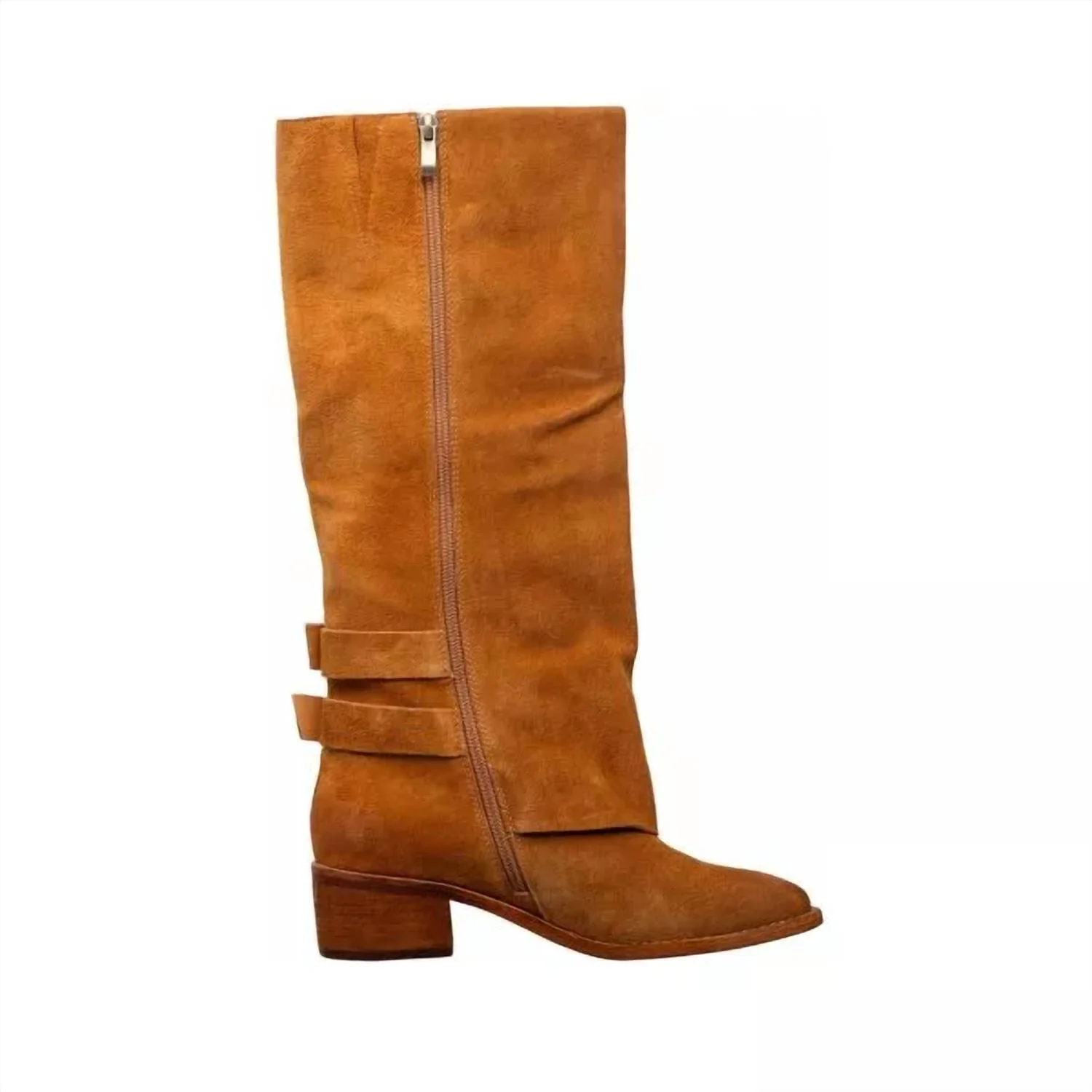 Women's Tessa Tall Suede Boots In Cognac Brown - Image 3