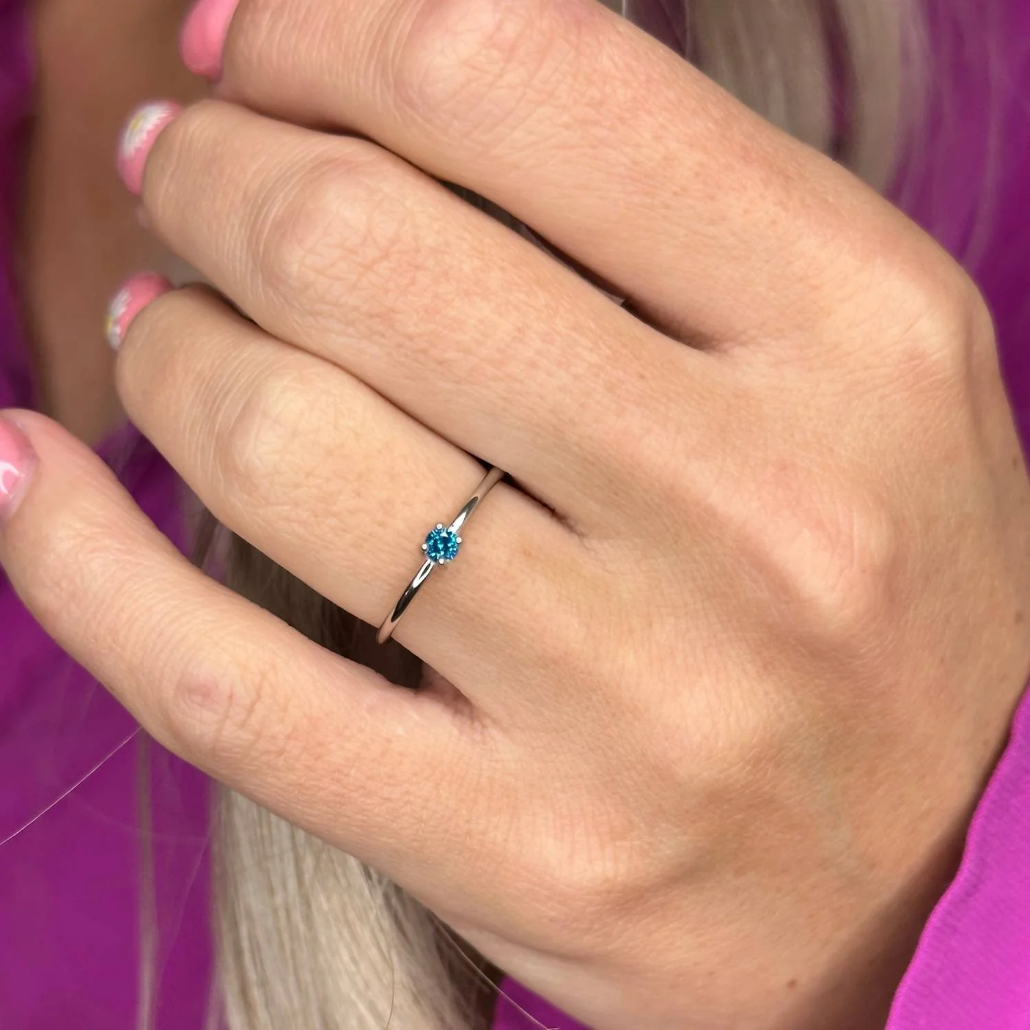 Women's Topaz Round Stackable Ring In Blue - Image 2