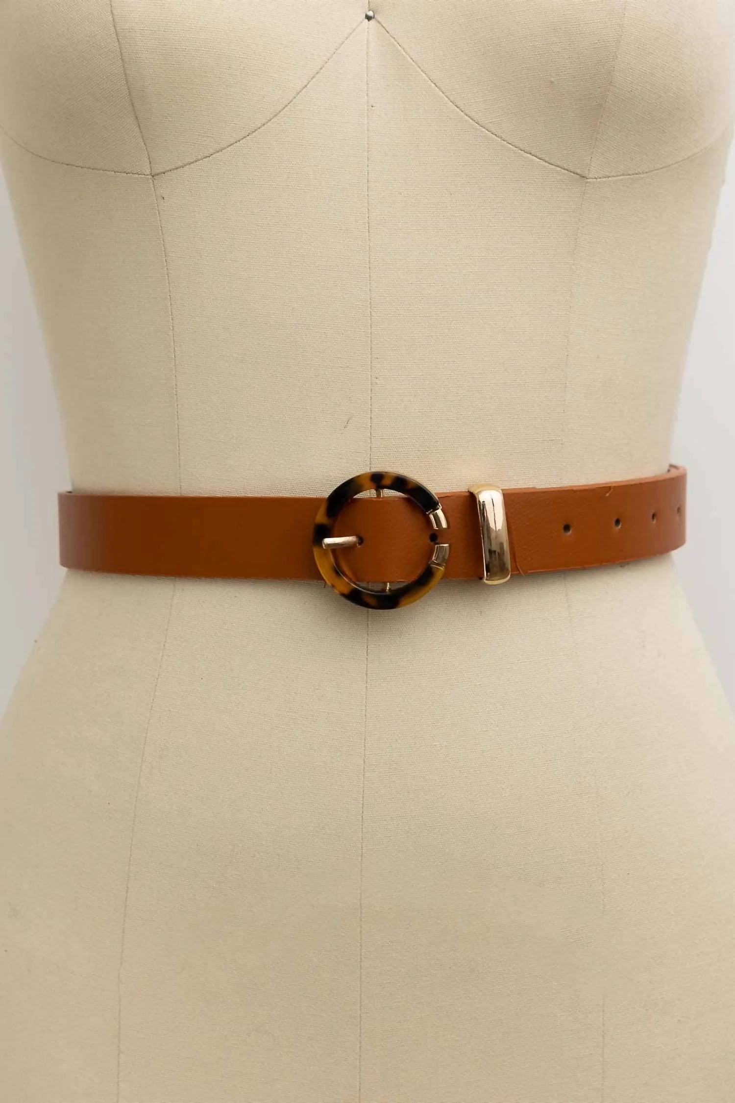 Women's Tortoise Shell O-Ring Buckle Belt In Camel