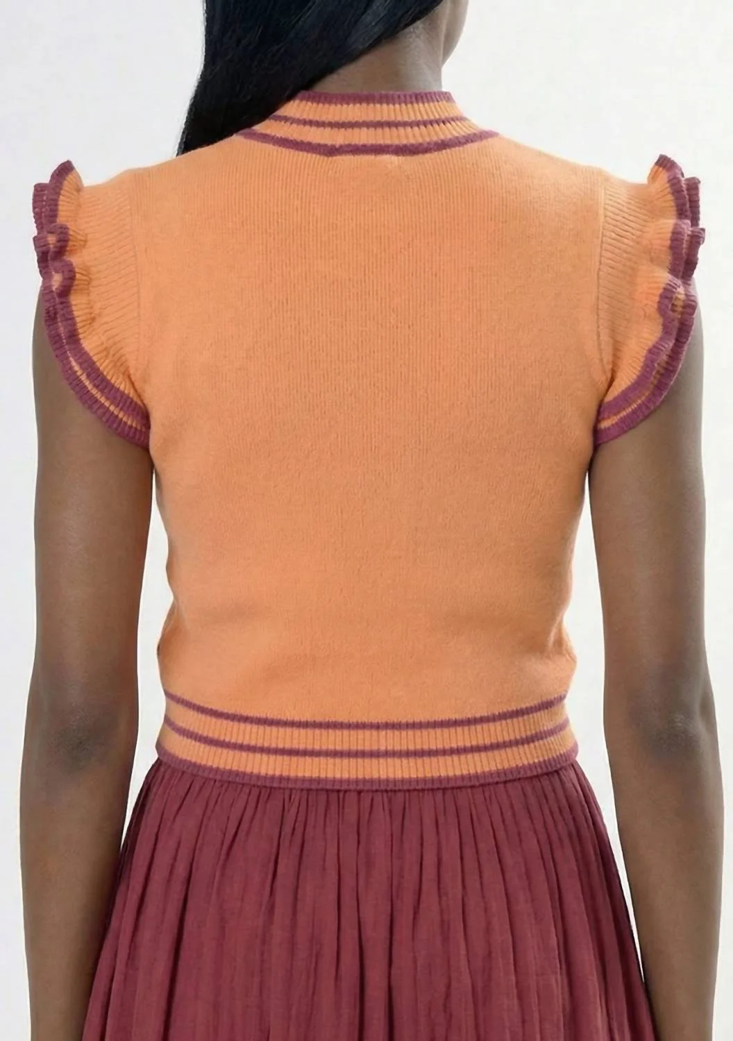 Women's Trim Knit Top In Peach Berry - Image 2