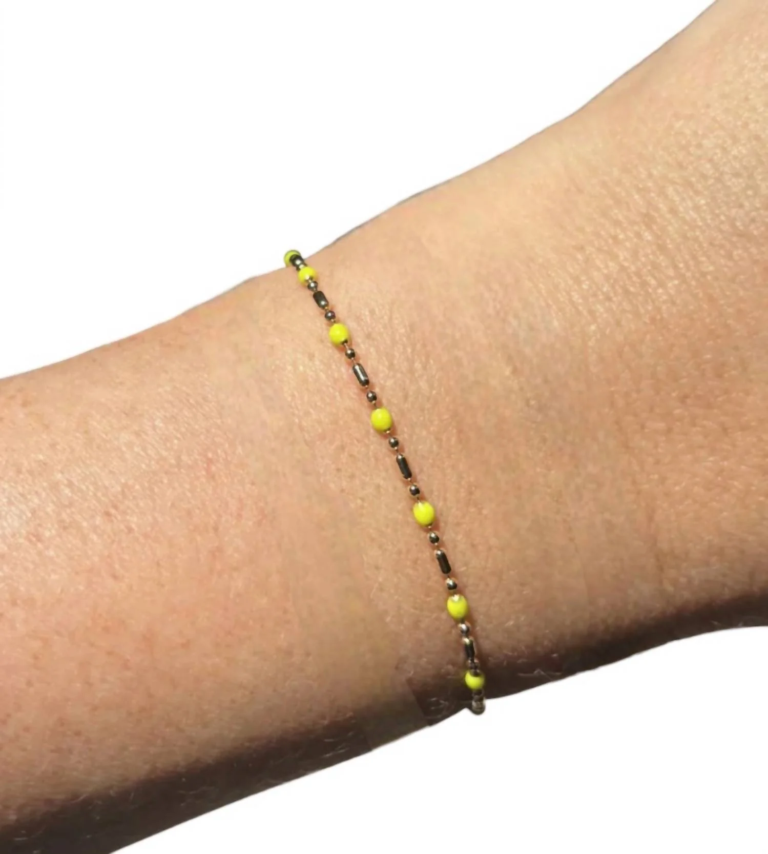 Women's Tube Bar Chain Bracelet In Yellow Enamel - Image 2