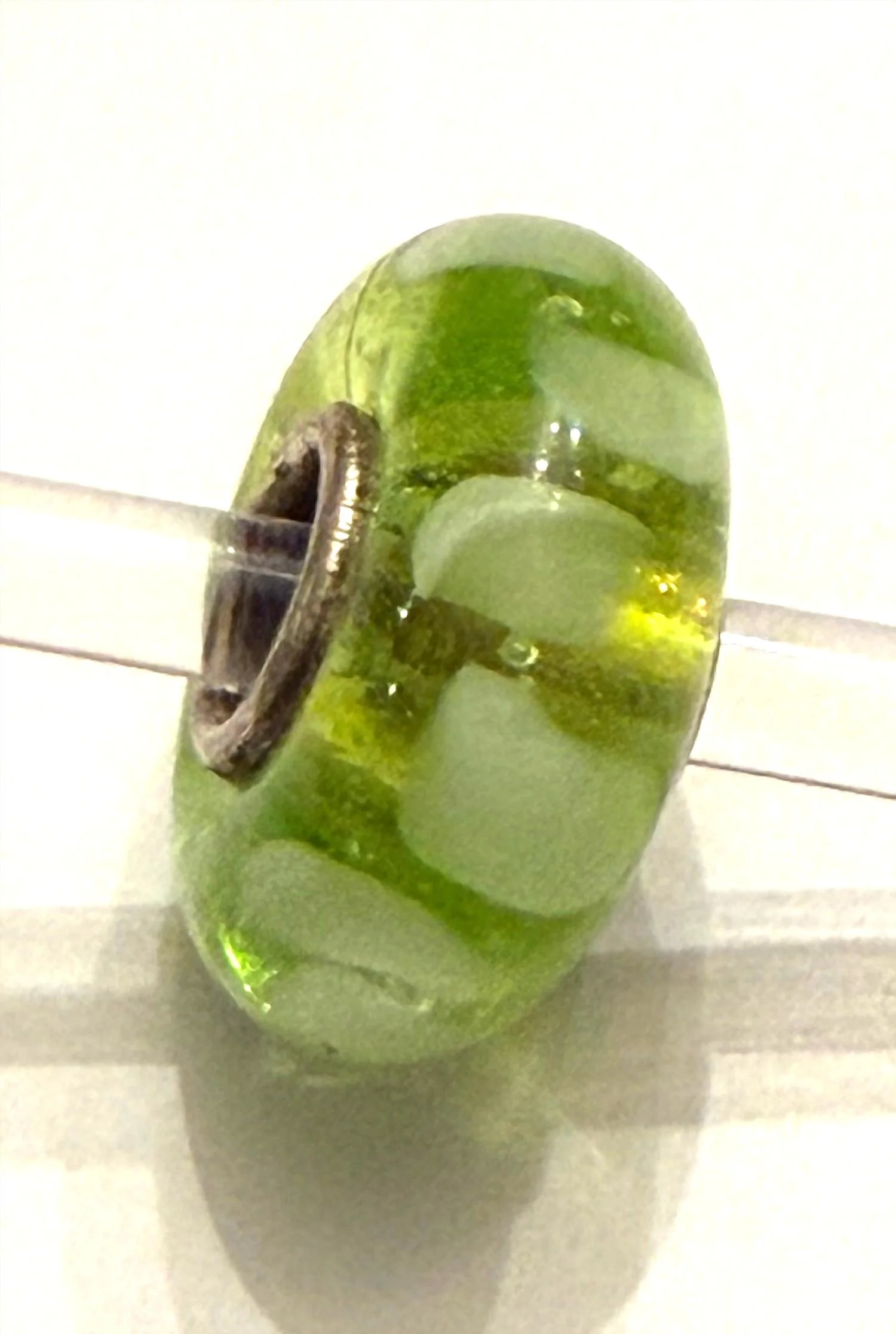 Women's Universal Charm Bead In Unique Green/white Stripes