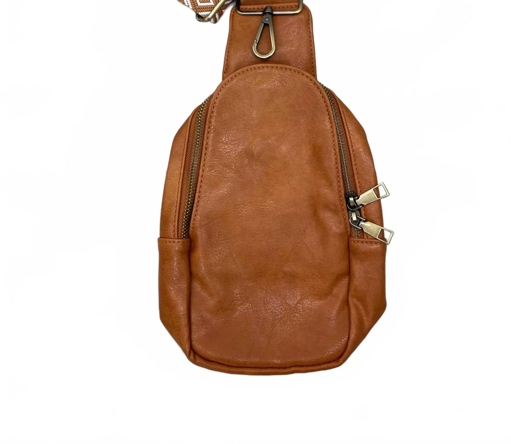 Women's Vegan Leather Sling Crossbody Bag In Camel