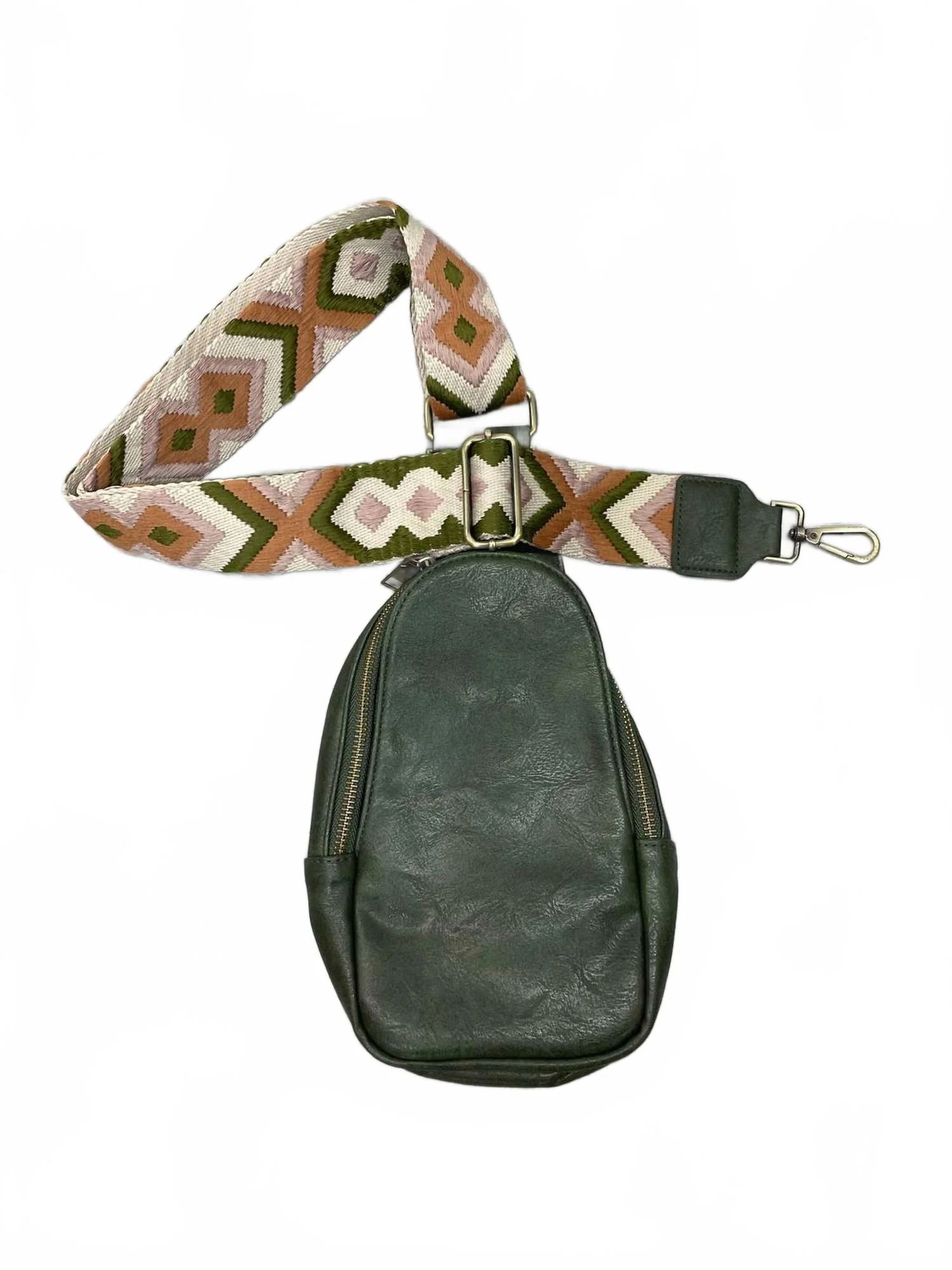 Women's Vegan Leather Sling Crossbody Bag In Olive