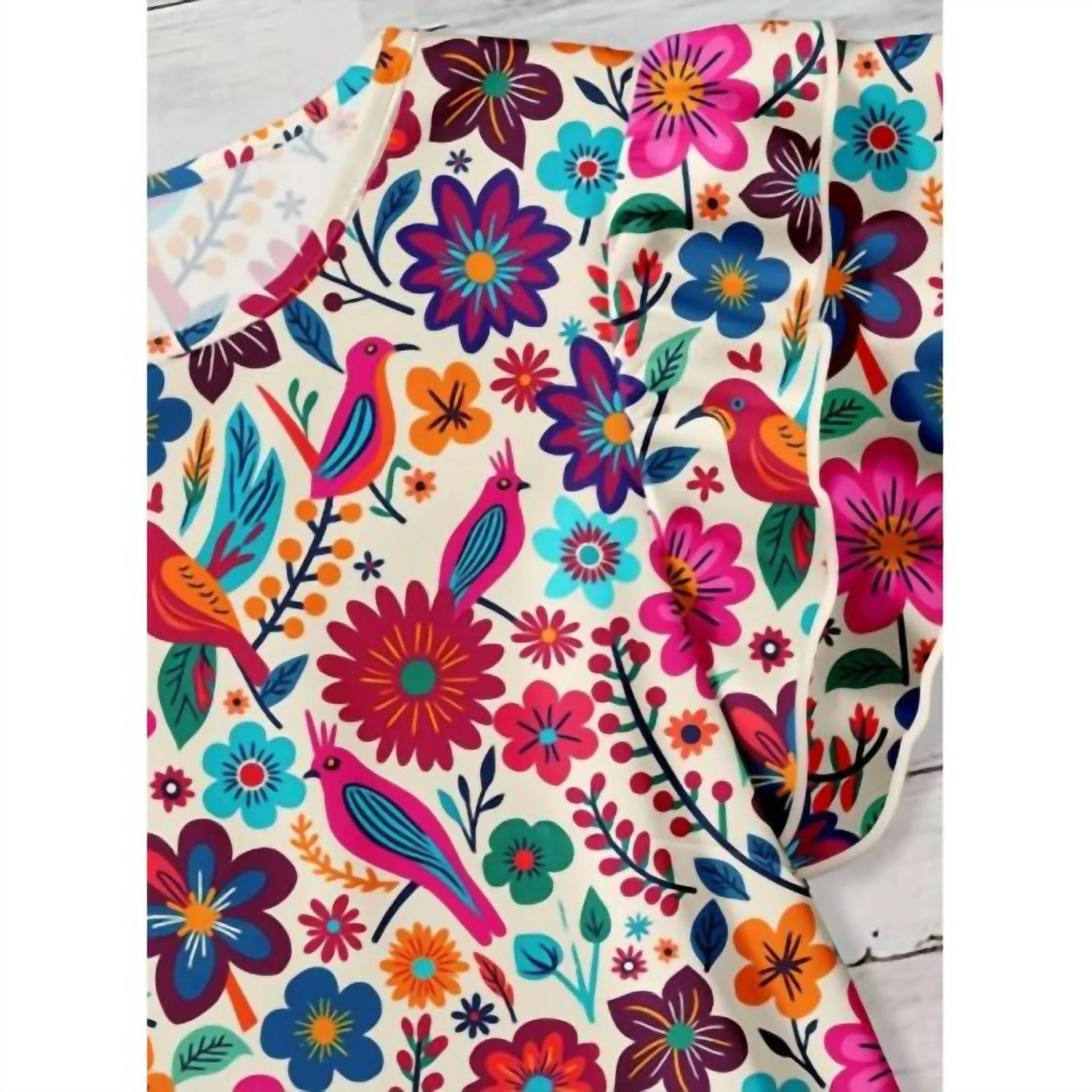 Women's Western Vintage Floral Ruffle Sleeve Top In Multi - Image 2