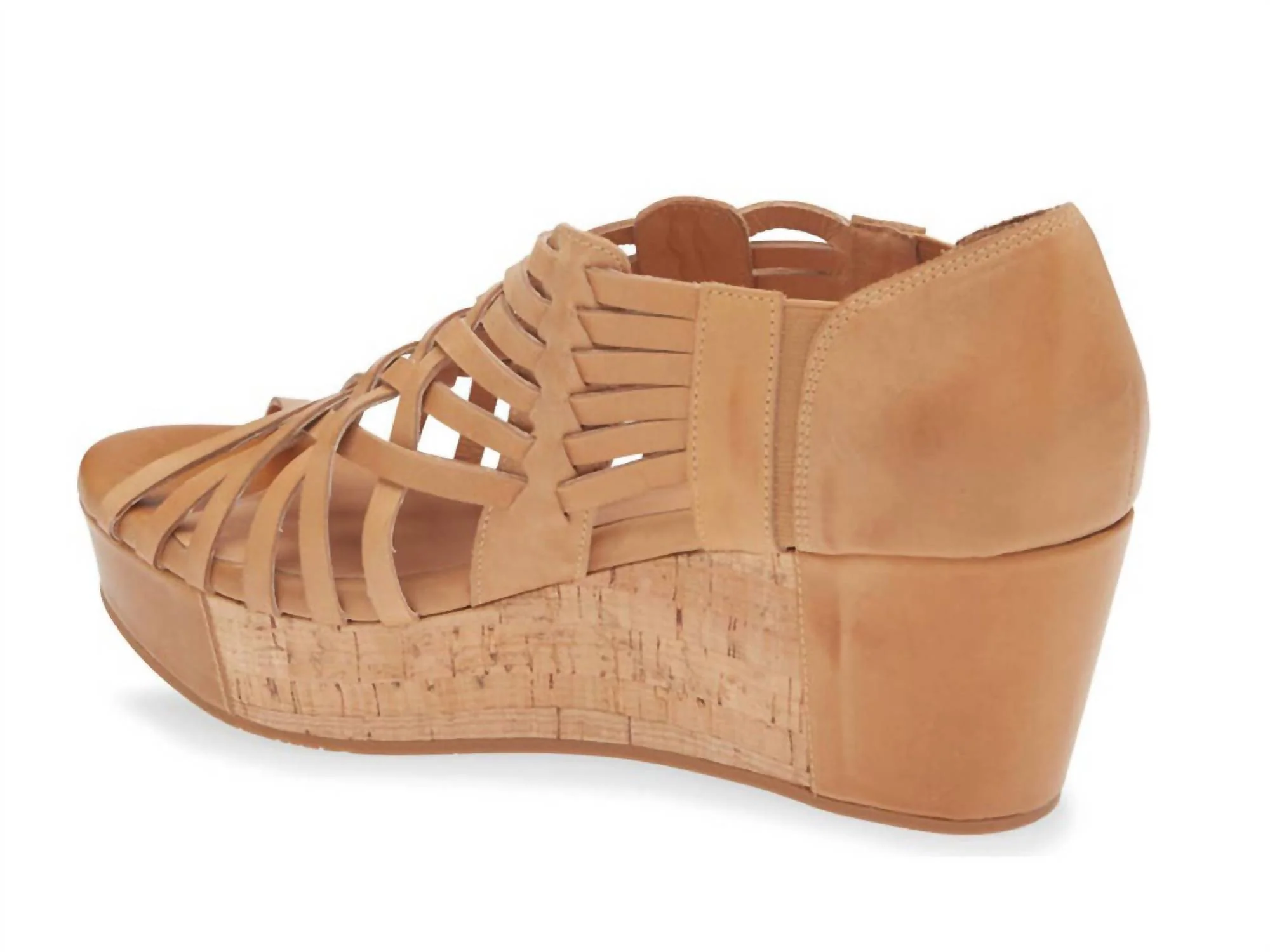 Women's Winix Wedge Sandals In Camel Leather - Image 3