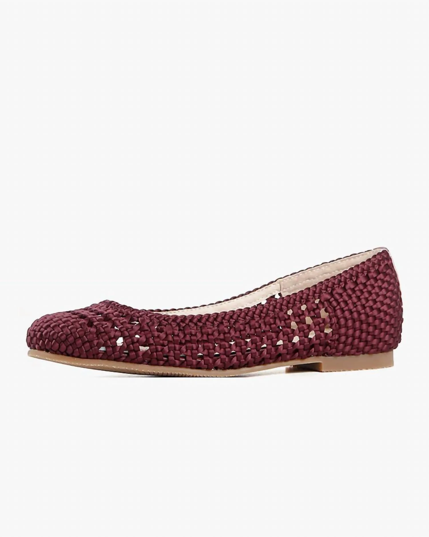 Women's Woven Girl Flats In Burgundy - Image 2