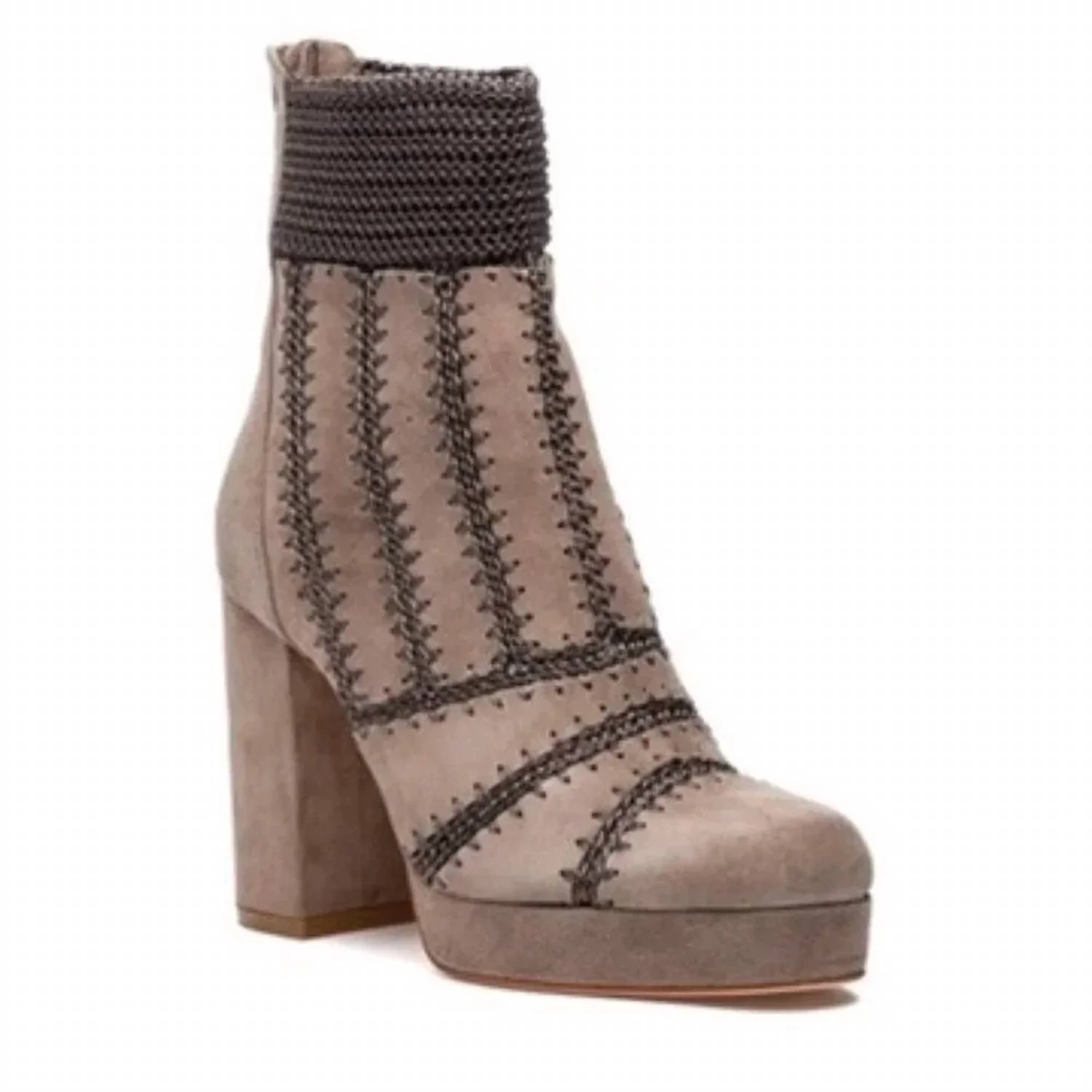 Women's Yasmin Platform Booties In Taupe Suede - Image 2
