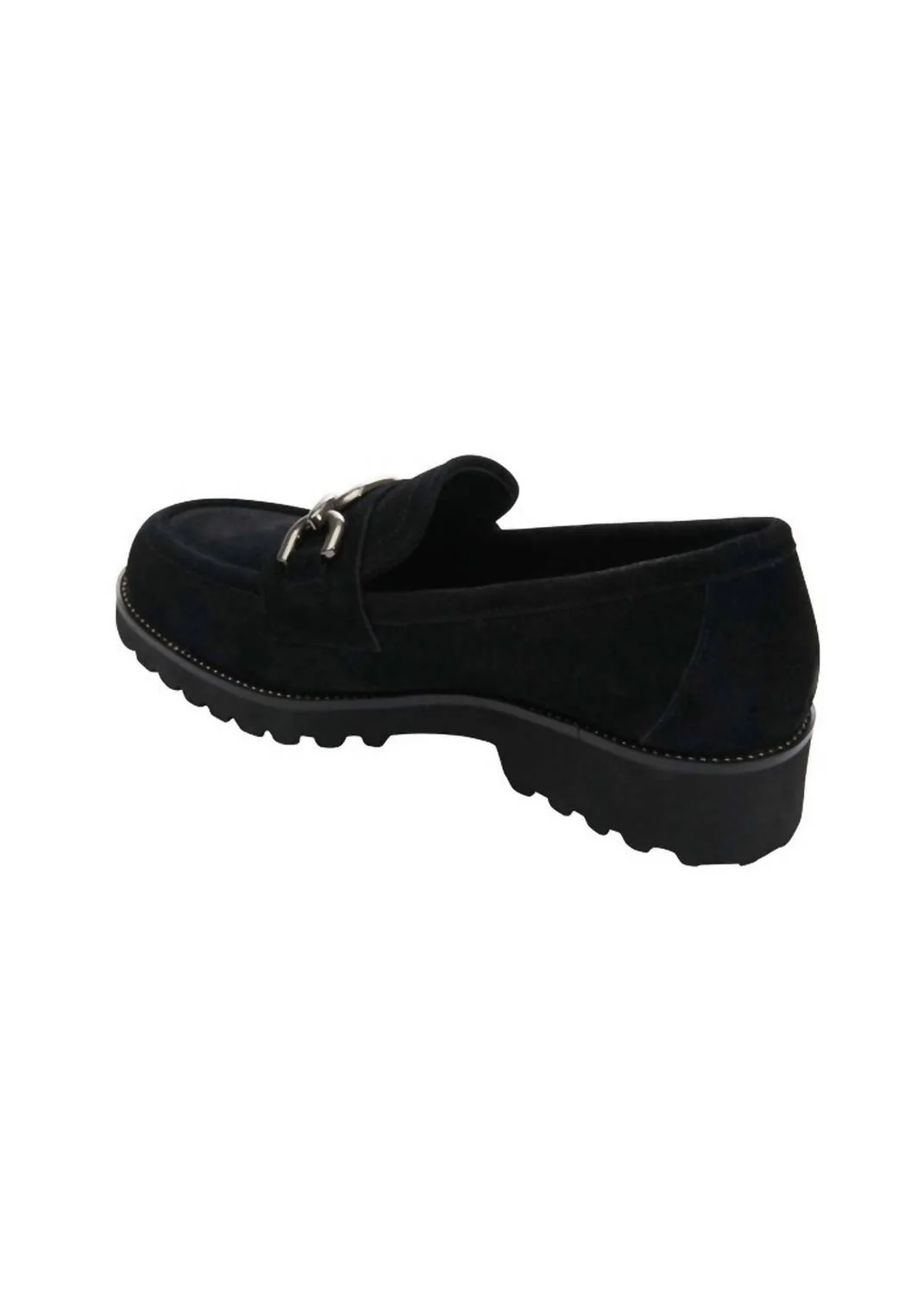 Women's Zeus Chain Loafer In Black Suede - Image 3