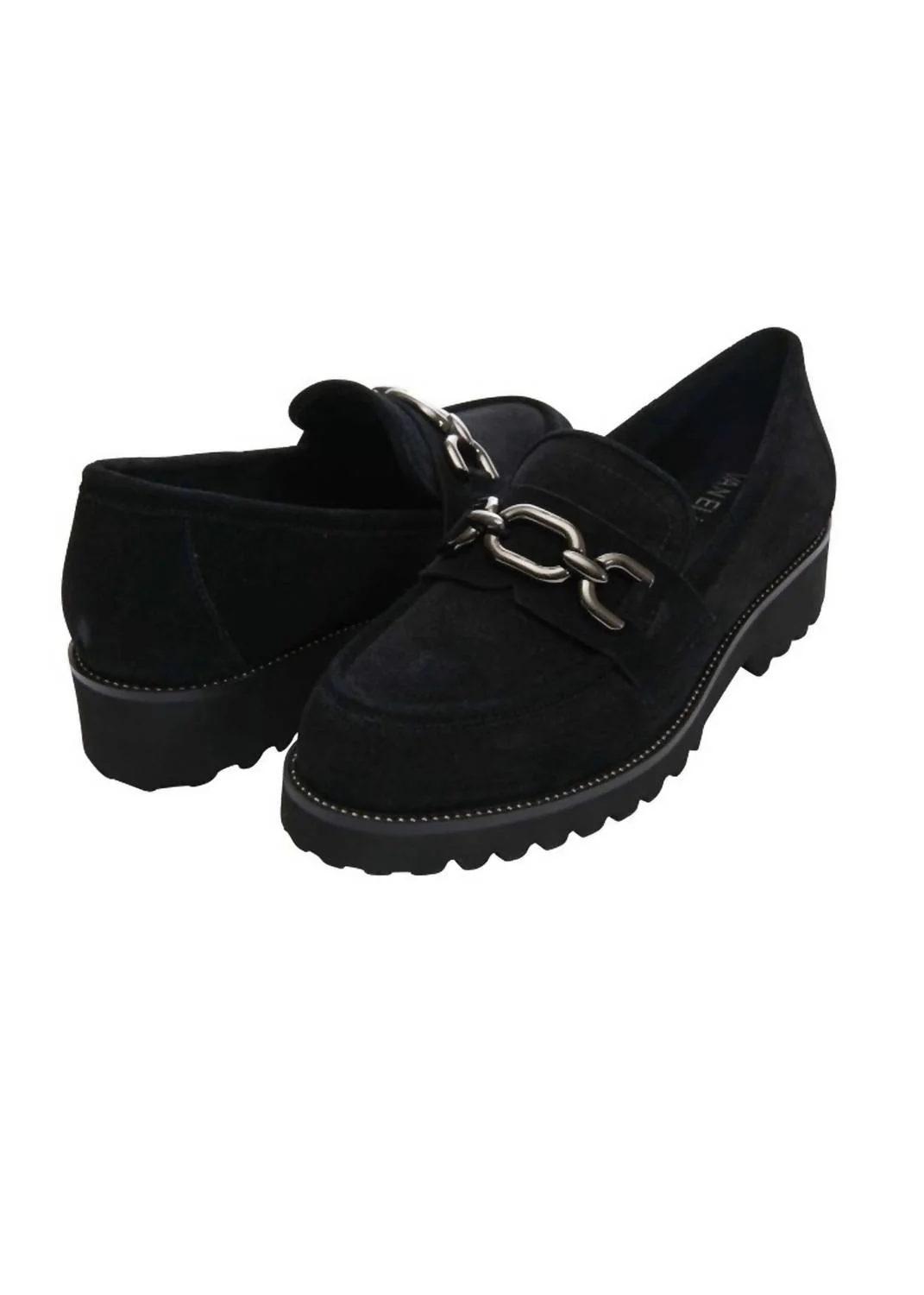 Women's Zeus Chain Loafer In Black Suede - Image 4
