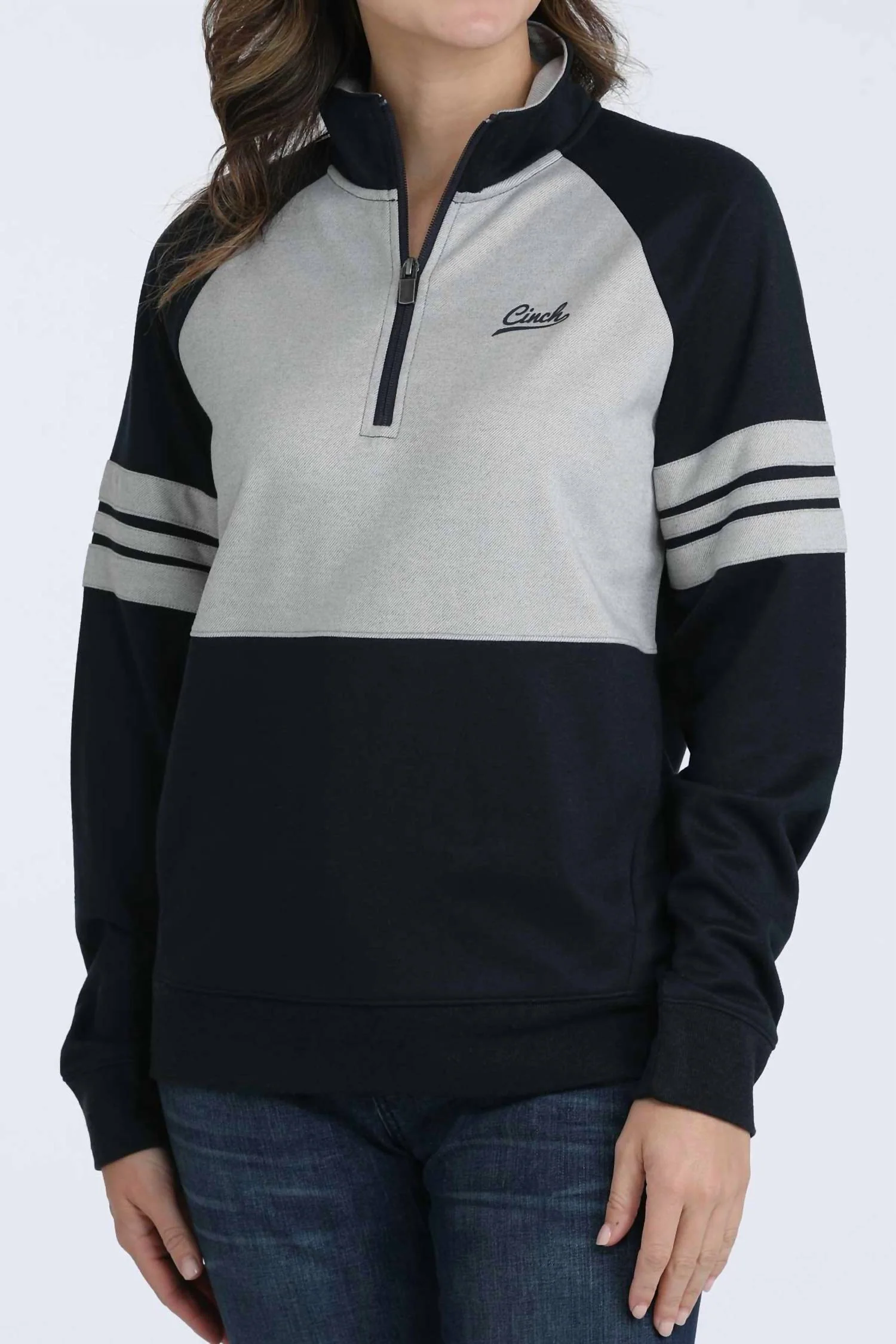 Women's Zip Long Sleeve Shirt In Navy