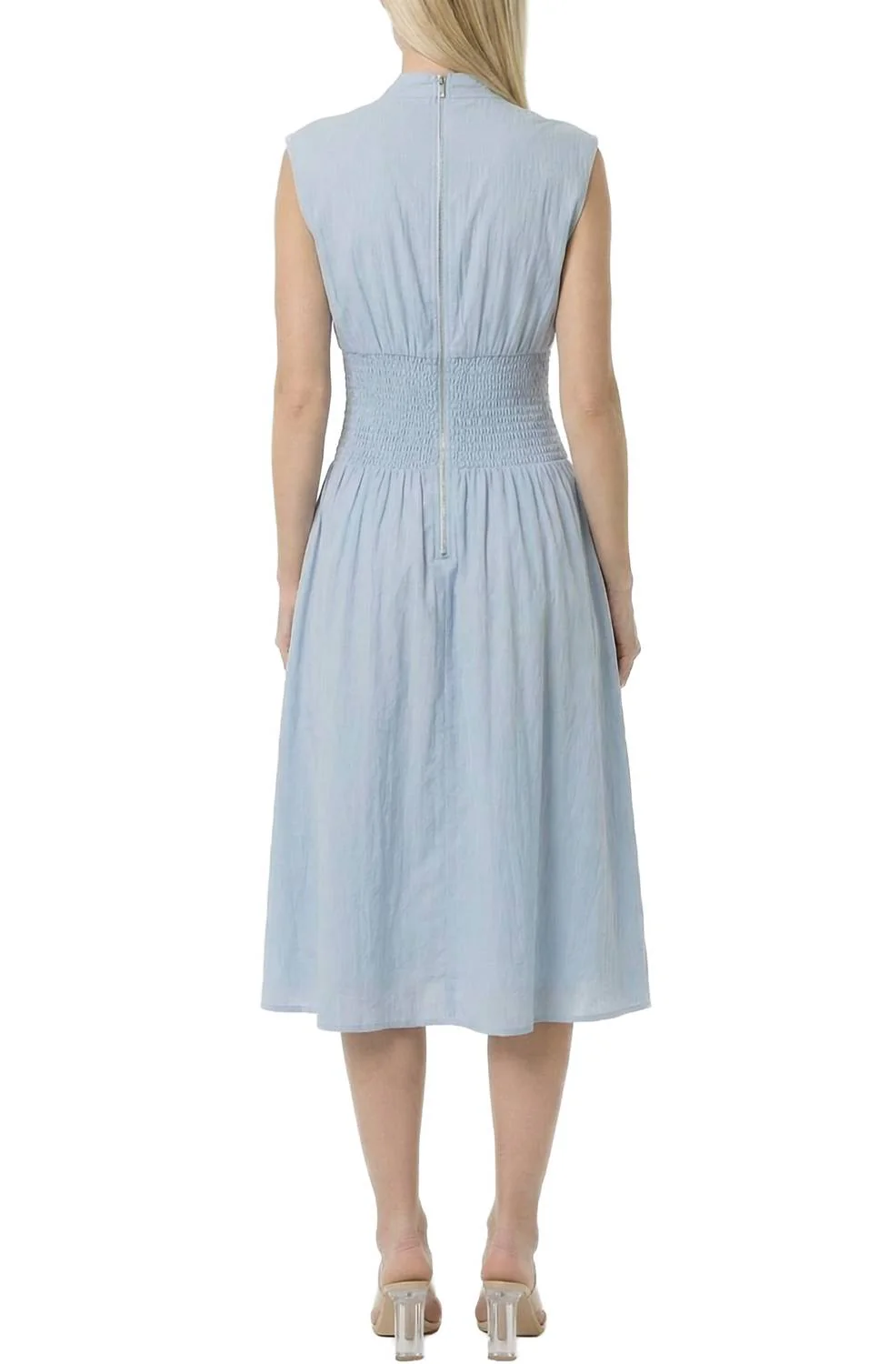 Women's Zip Midi Dress In Light Blue - Image 2