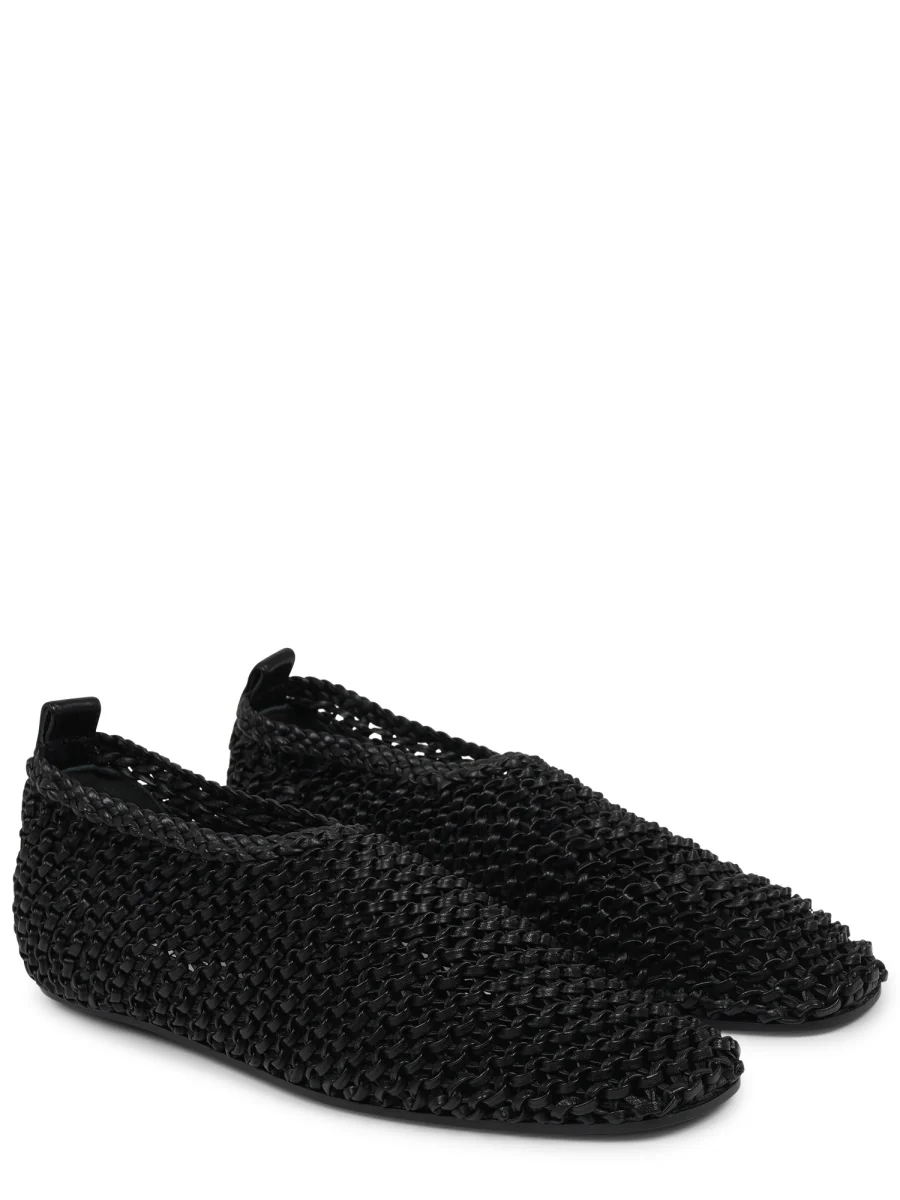 Woven Black Leather Ballerina Flats With Artisanal Detailing - Image 2