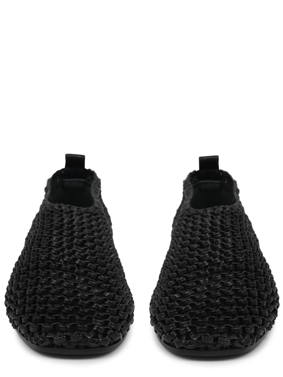 Woven Black Leather Ballerina Flats With Artisanal Detailing - Image 3
