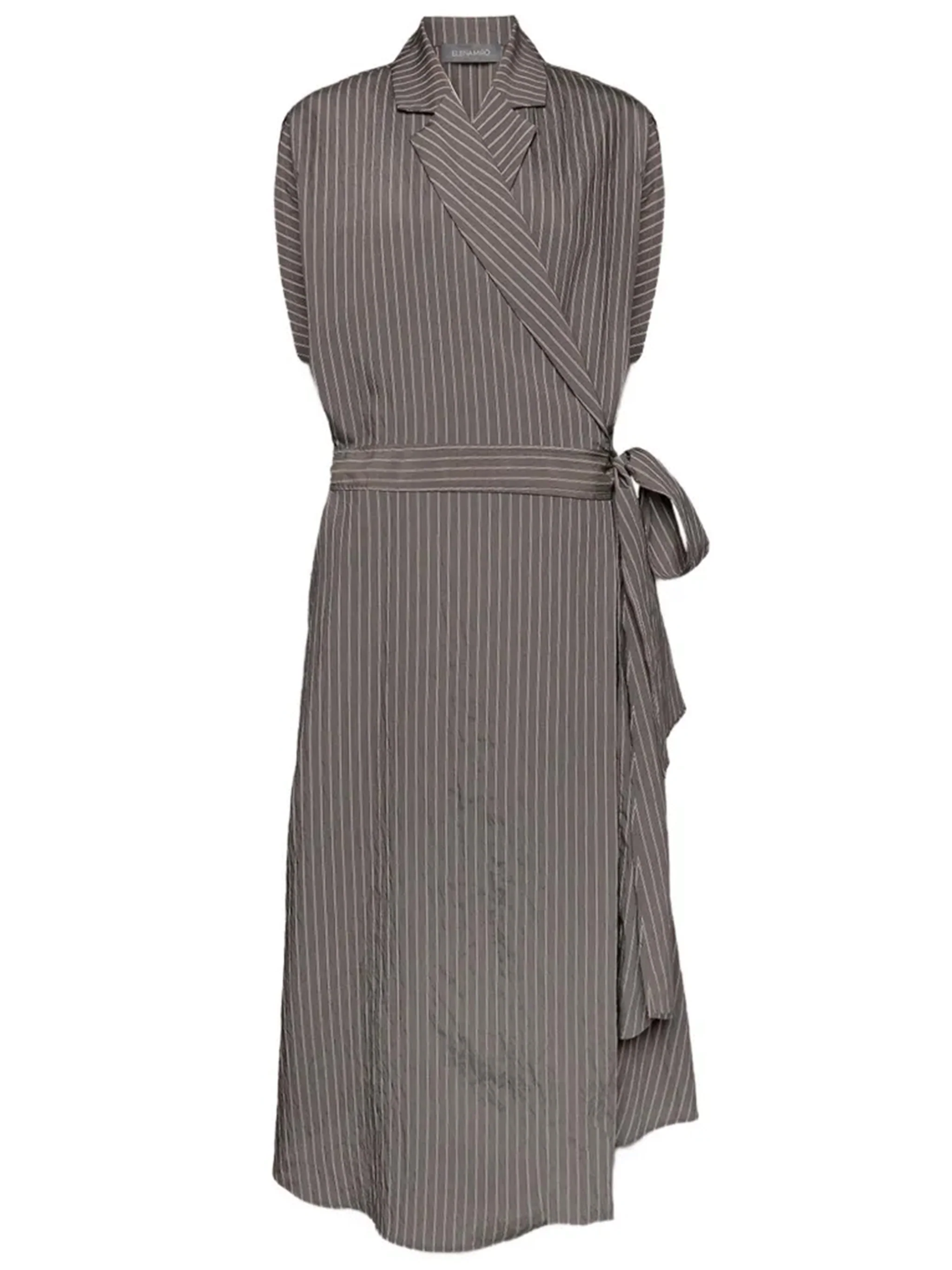 Wrap Midi Pinstripe Pattern Belted Dress