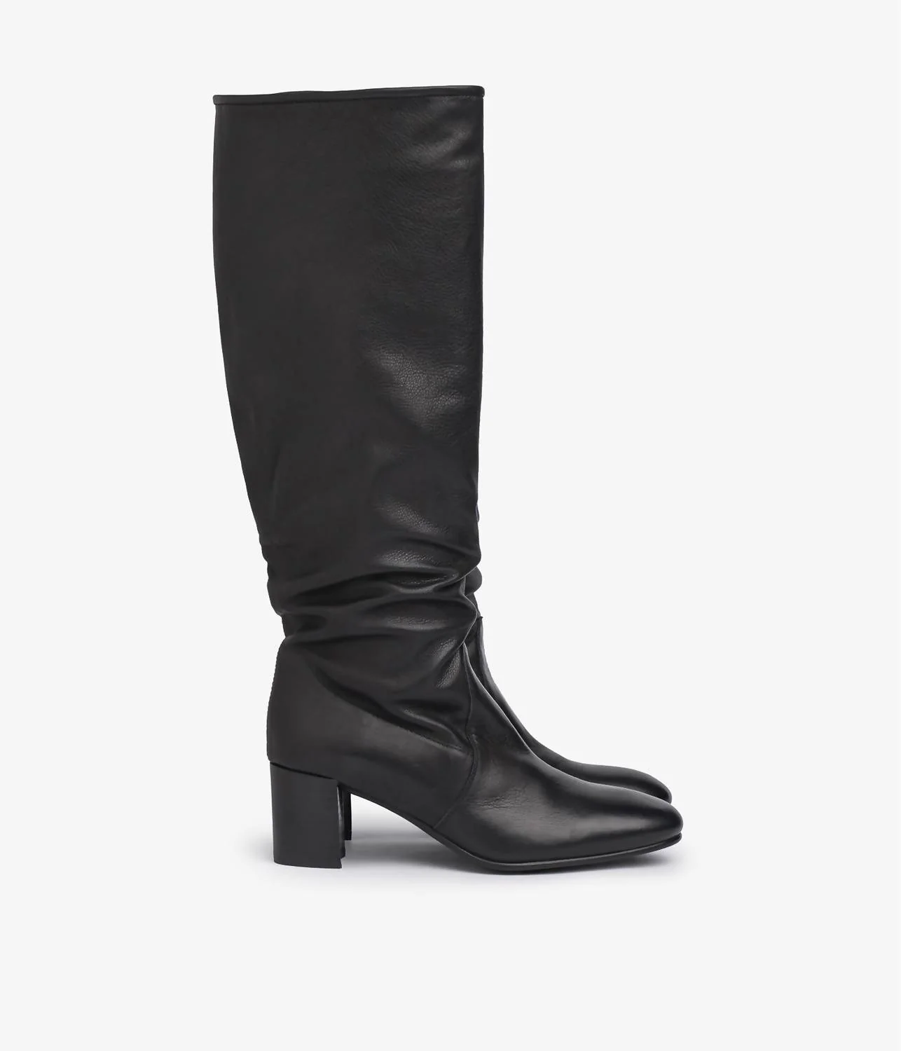 Xantia Tall Midi Slouch Leather Boots In Black - Image 4