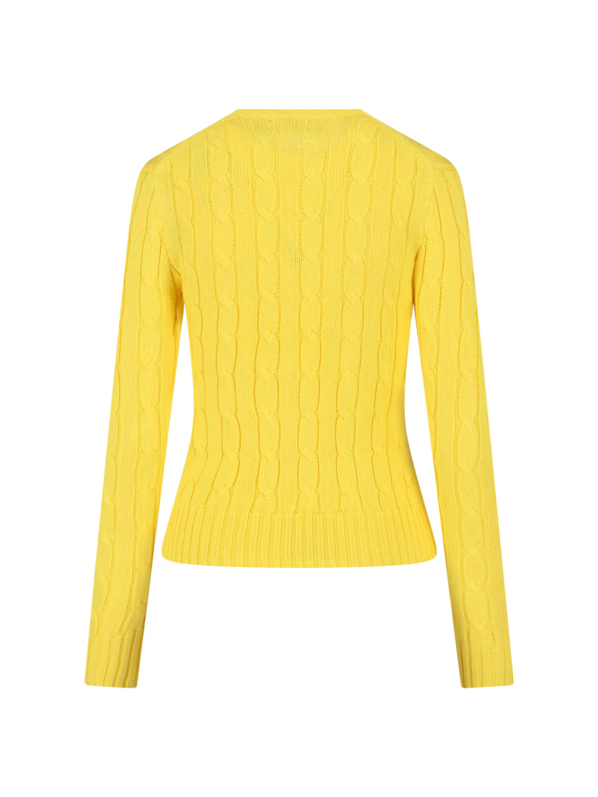 Yellow Cable Knit Crewneck Sweater - Image 2