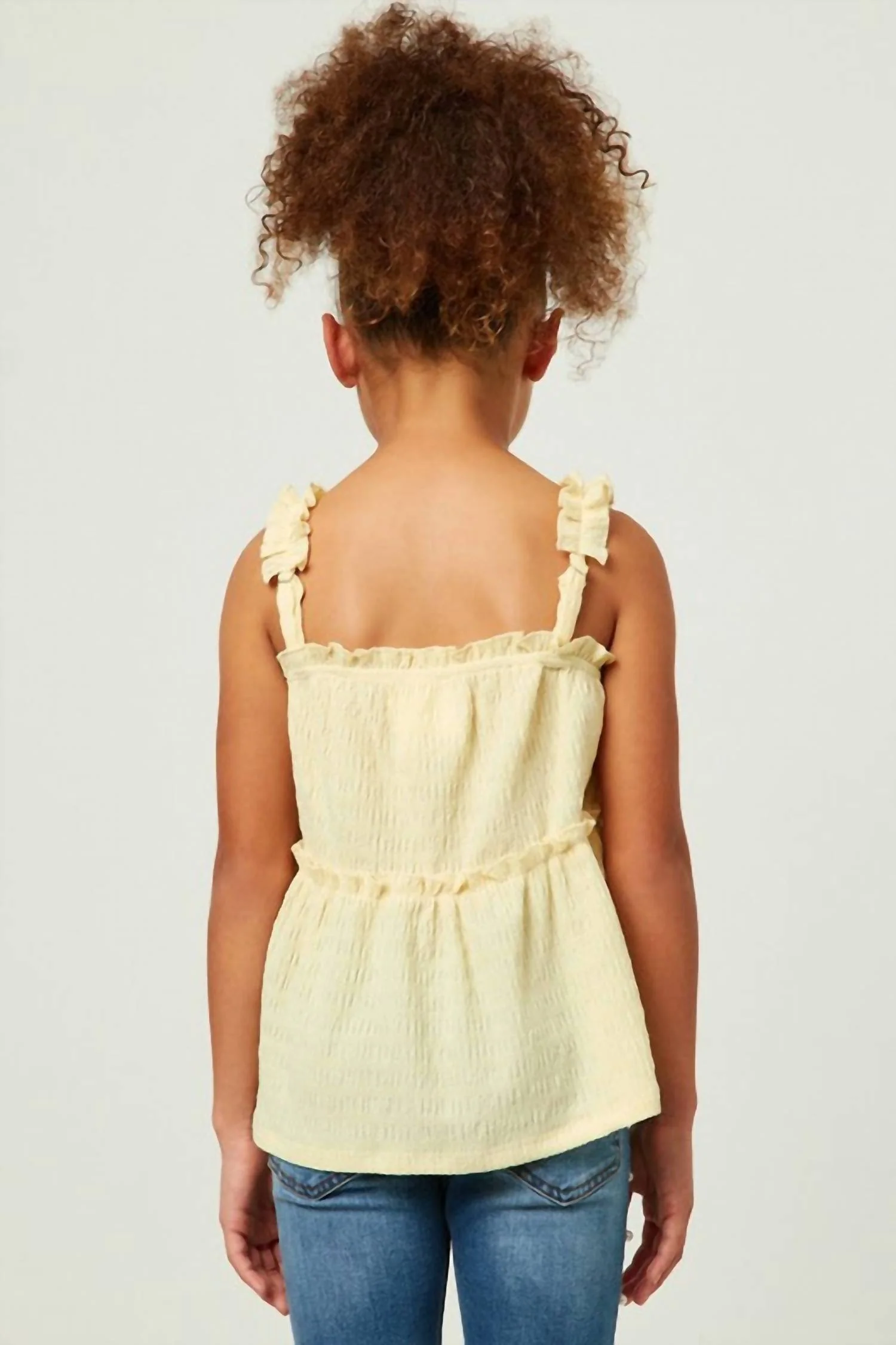 Youth Girl's Mila Textured Tiered Top In Yellow - Image 3