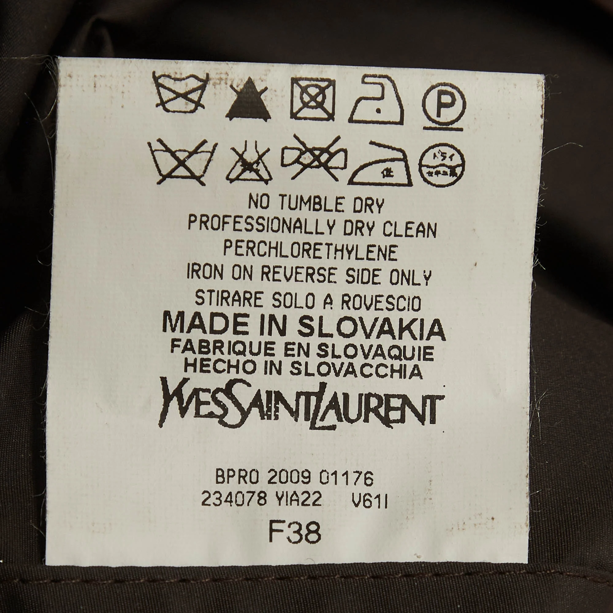 Yves Saint Laurent Brown Synthetic Double Breasted Jacket - Image 5