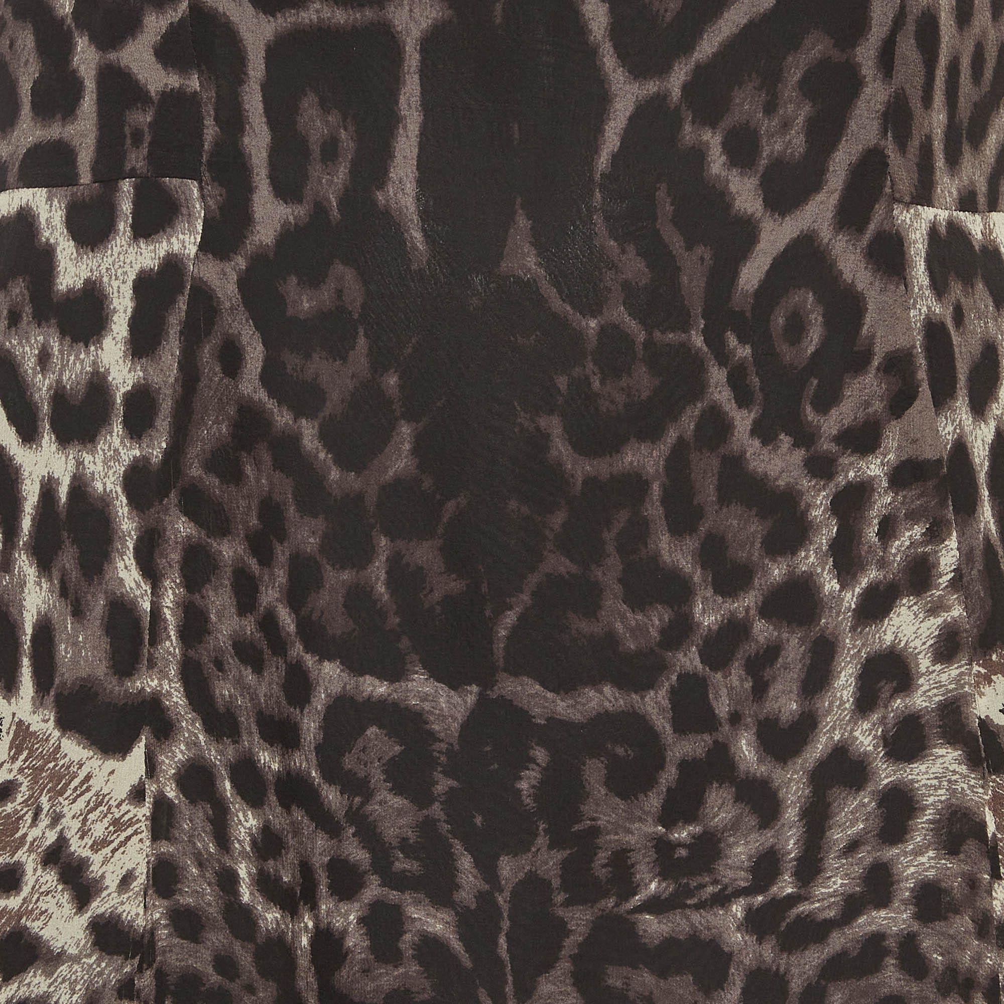 Yves Saint Laurent Grey Animal Print Silk Short Dress - Image 4