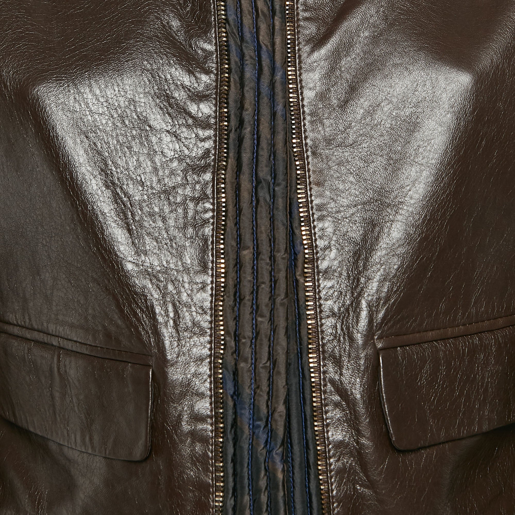 Yves Saint Laurent Vintage Brown Leather Jacket - Image 3