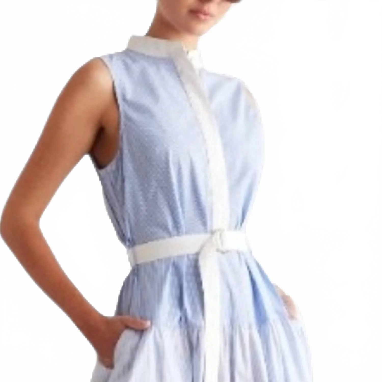 Zelma Stripe Midi Dress In Blue White - Image 2