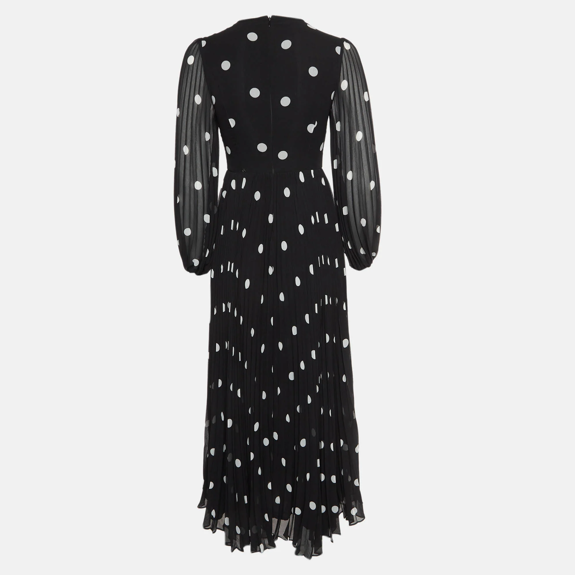 Zimmermann Black Polka Dot Crepe Sunray Pleated Dress - Image 2